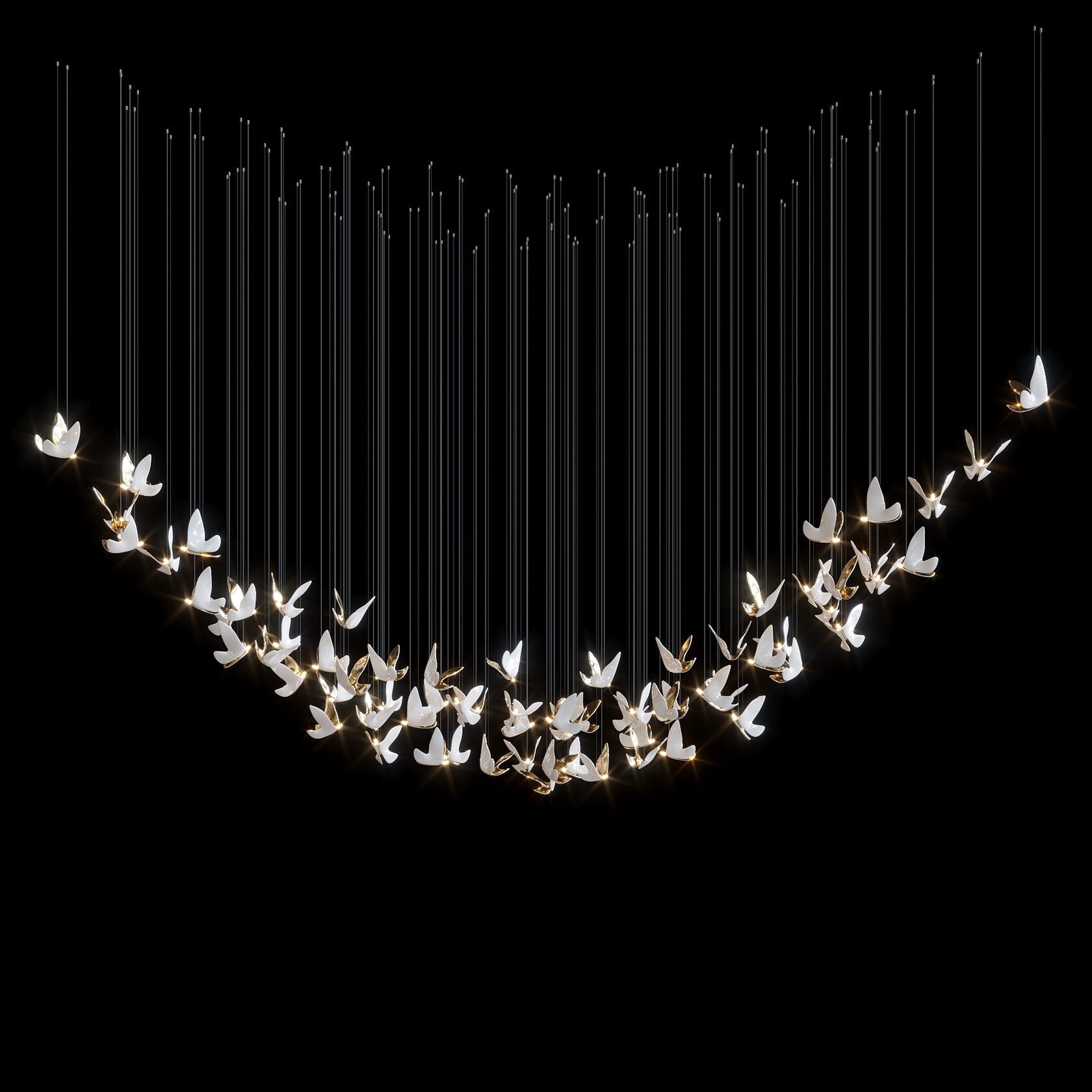 White Butterfly Flight Chandelier