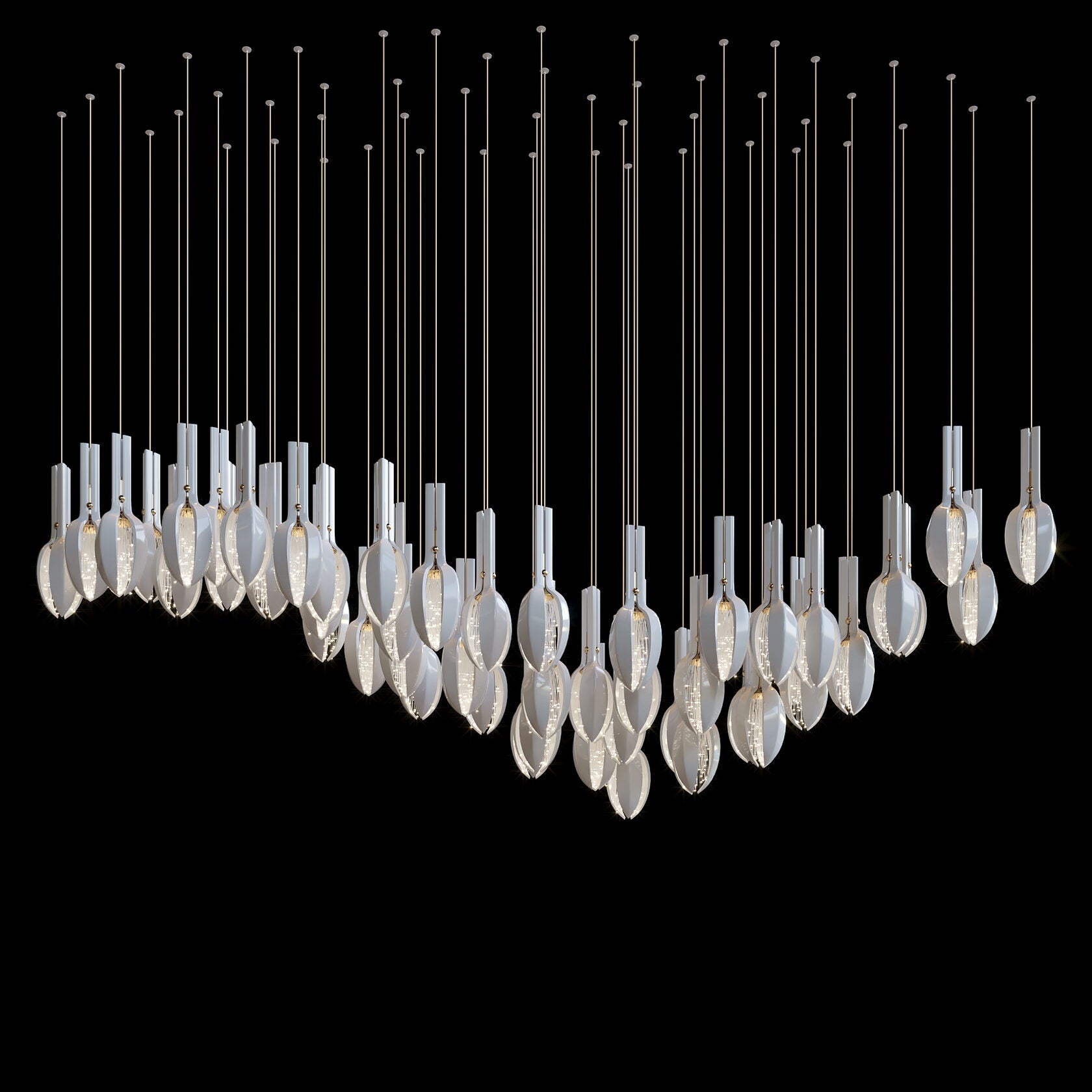 White Seed Pod Garland Chandelier