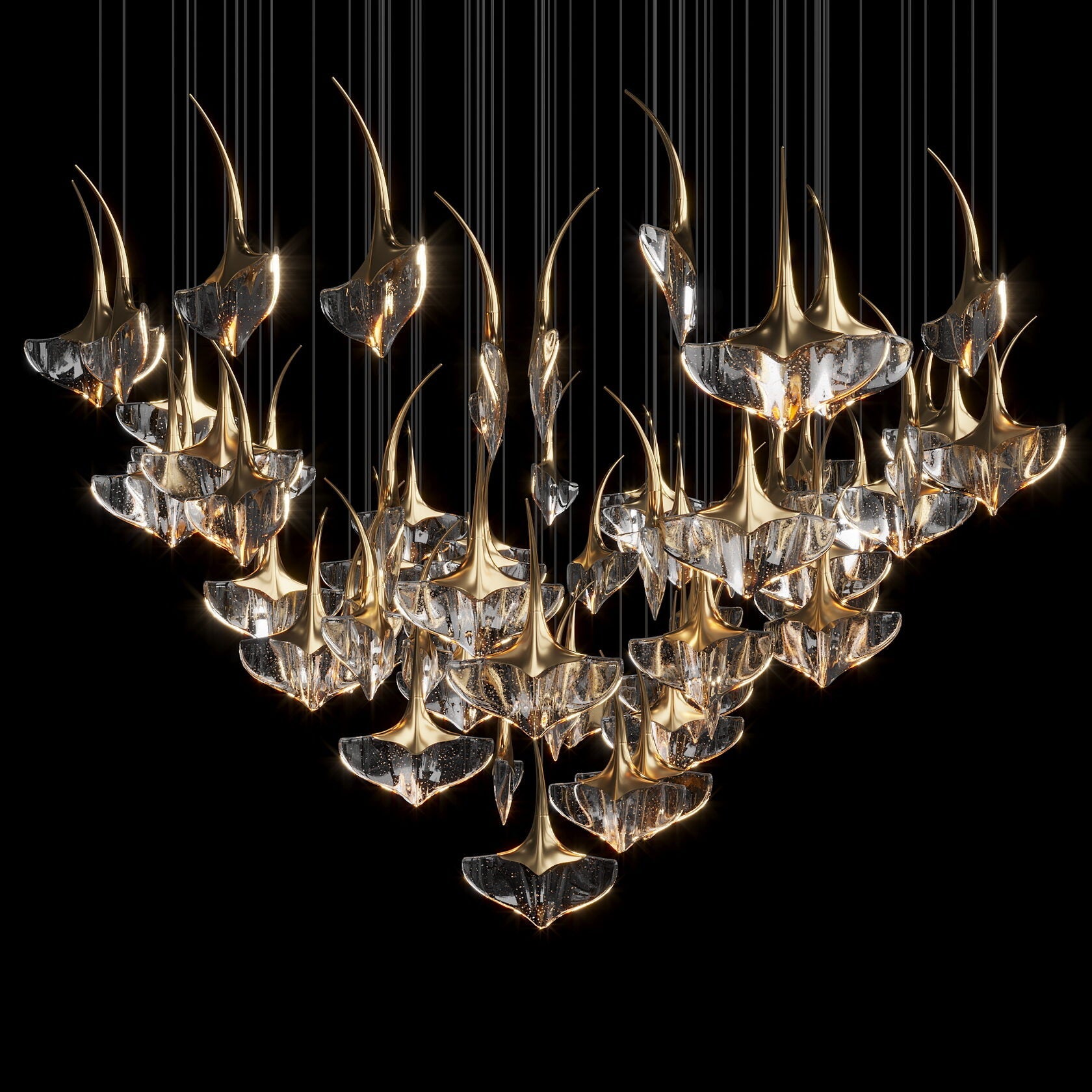 Clear Manta Cluster Chandelier