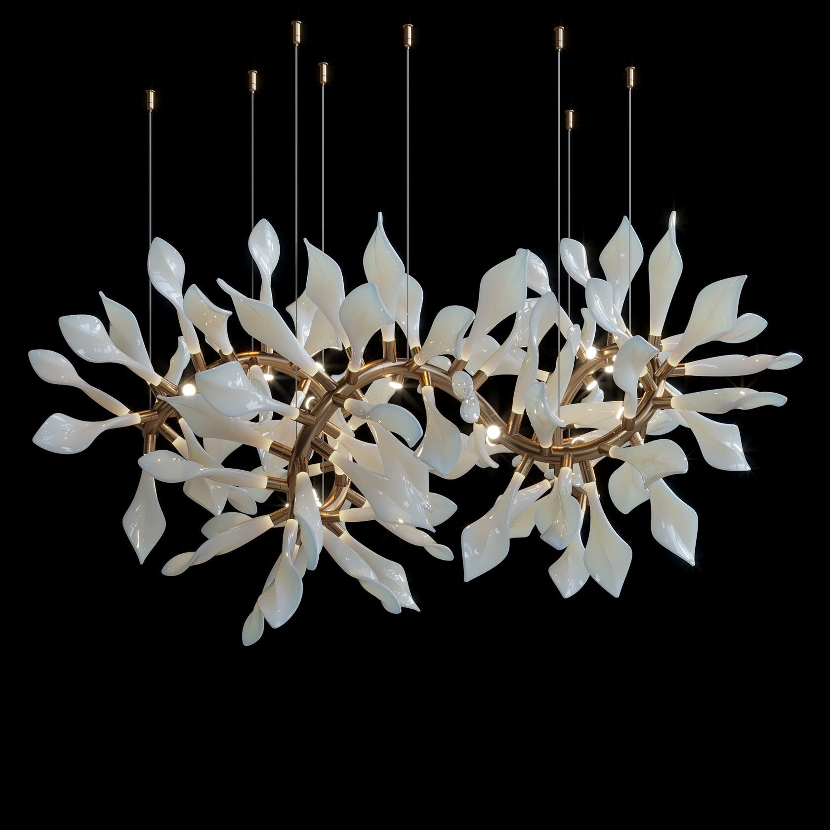 White Calla Orbit Chandelier