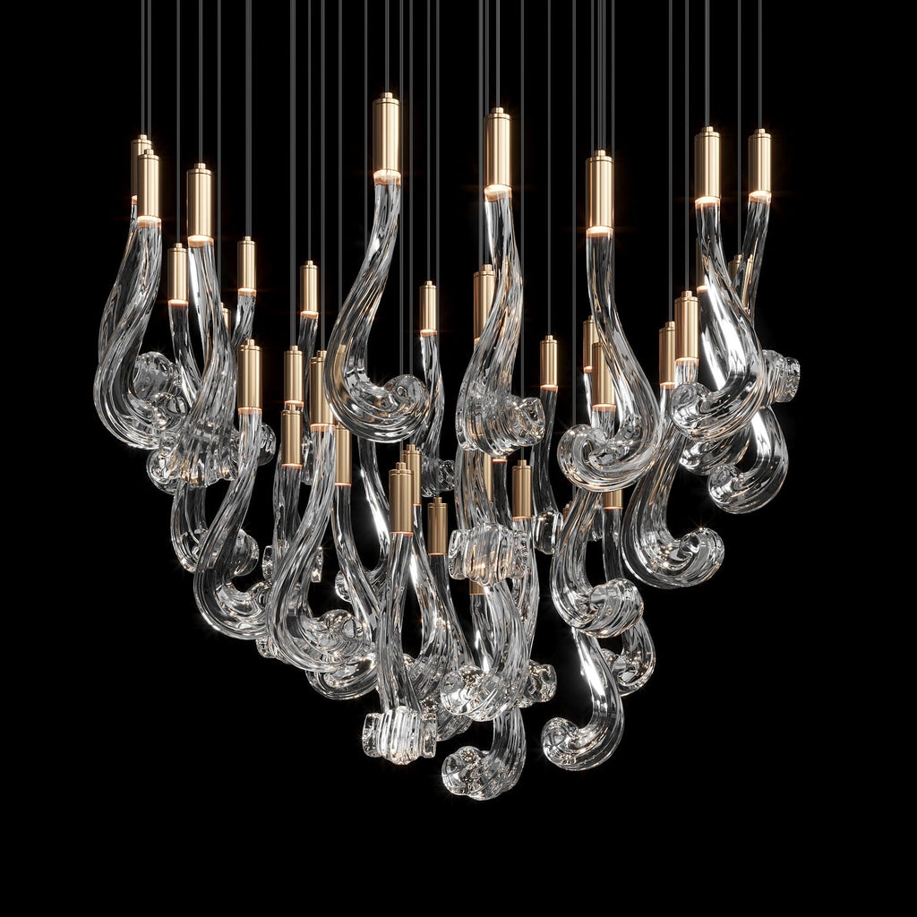 Crystal Scroll Cascade Chandelier