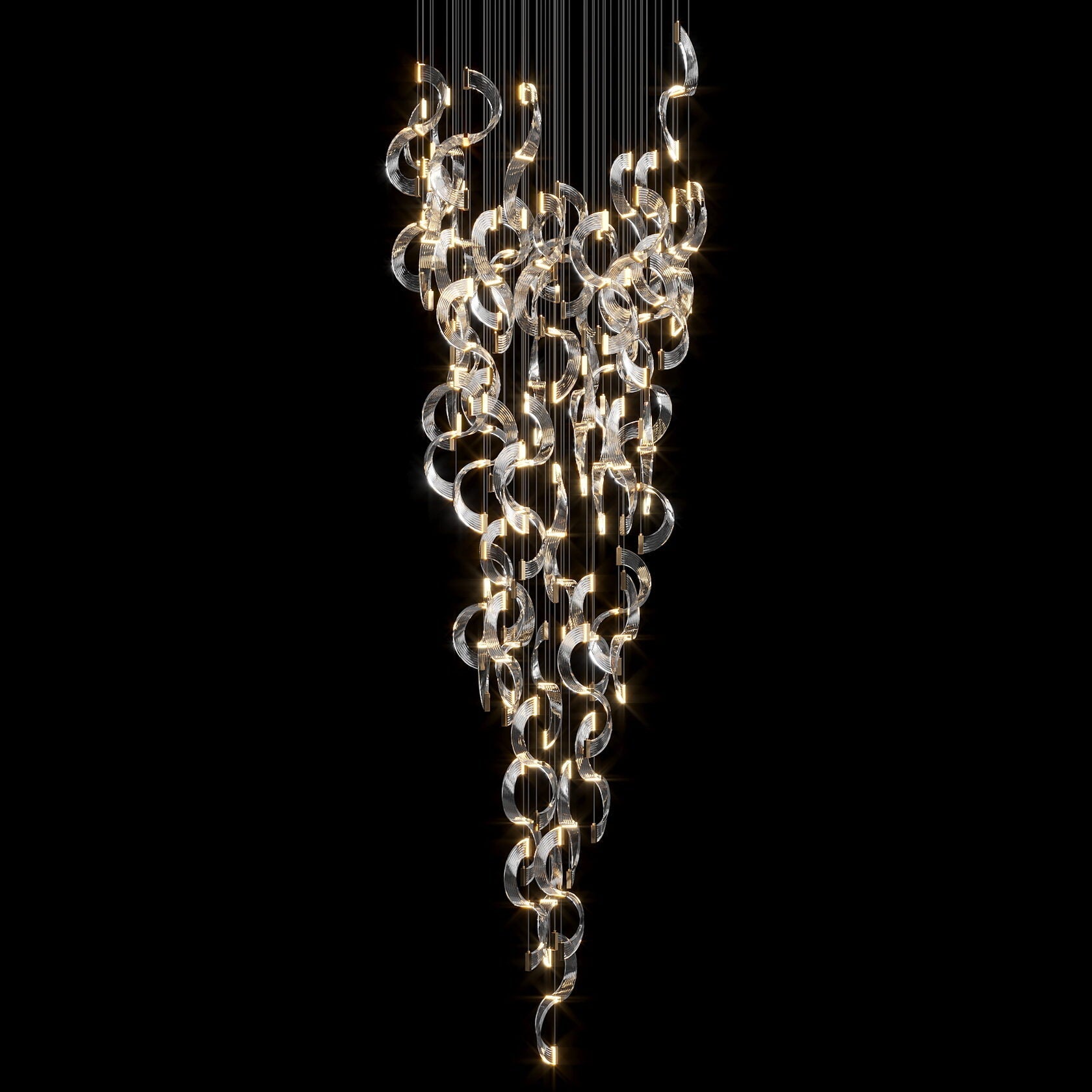 Crystal Crescent Cascade Chandelier