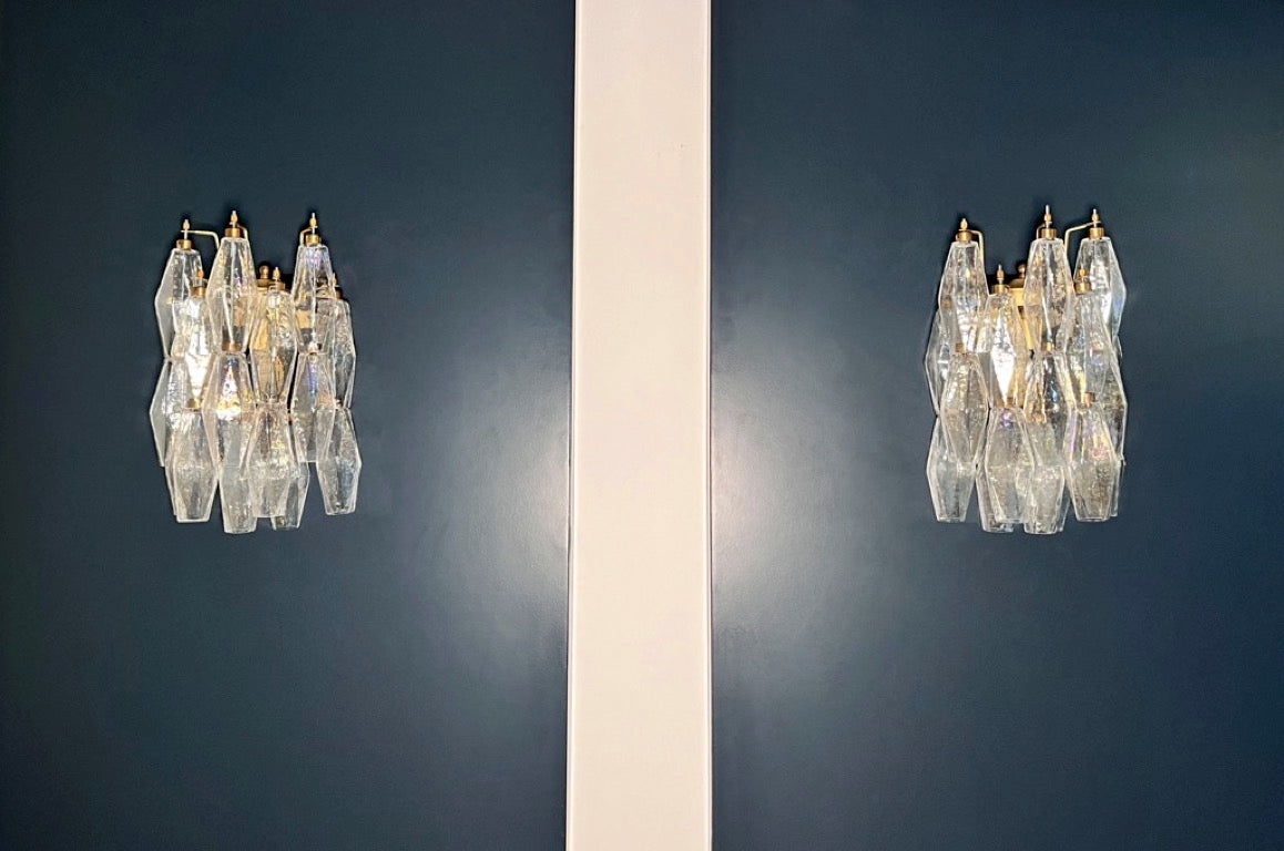 Murano Wall Lamp | 16 Iris Poliedri Glass | Set of 2