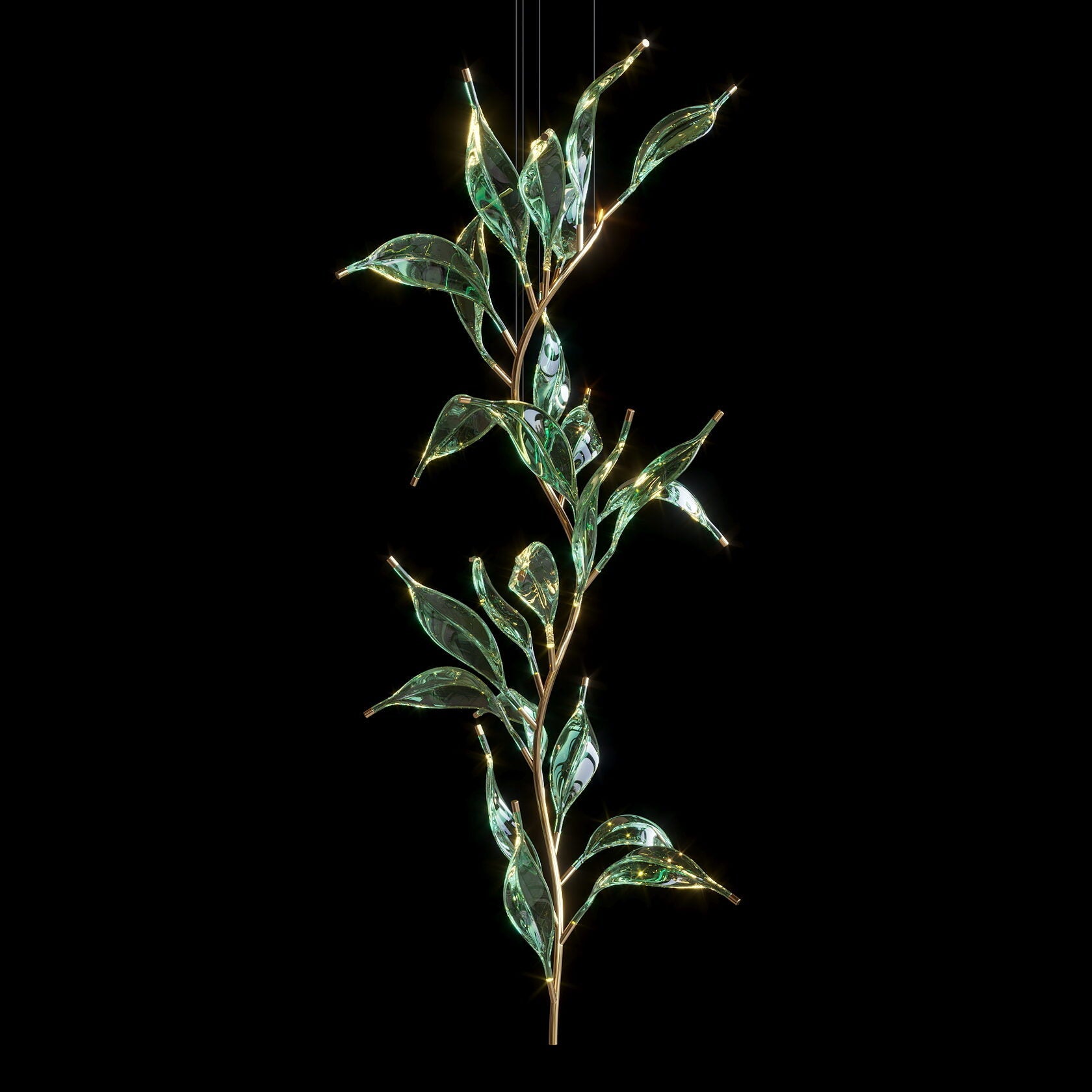 Green Glass Leaf Vine Chandelier