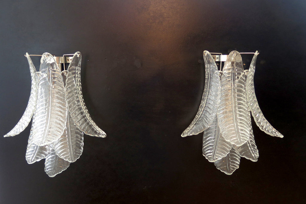 Murano Wall Lamp | 6 Clear Felci Glass | Set of 2