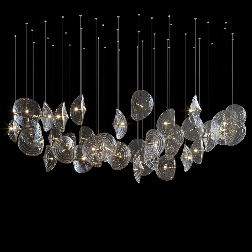 Clear Ripple Disc Cluster Chandelier