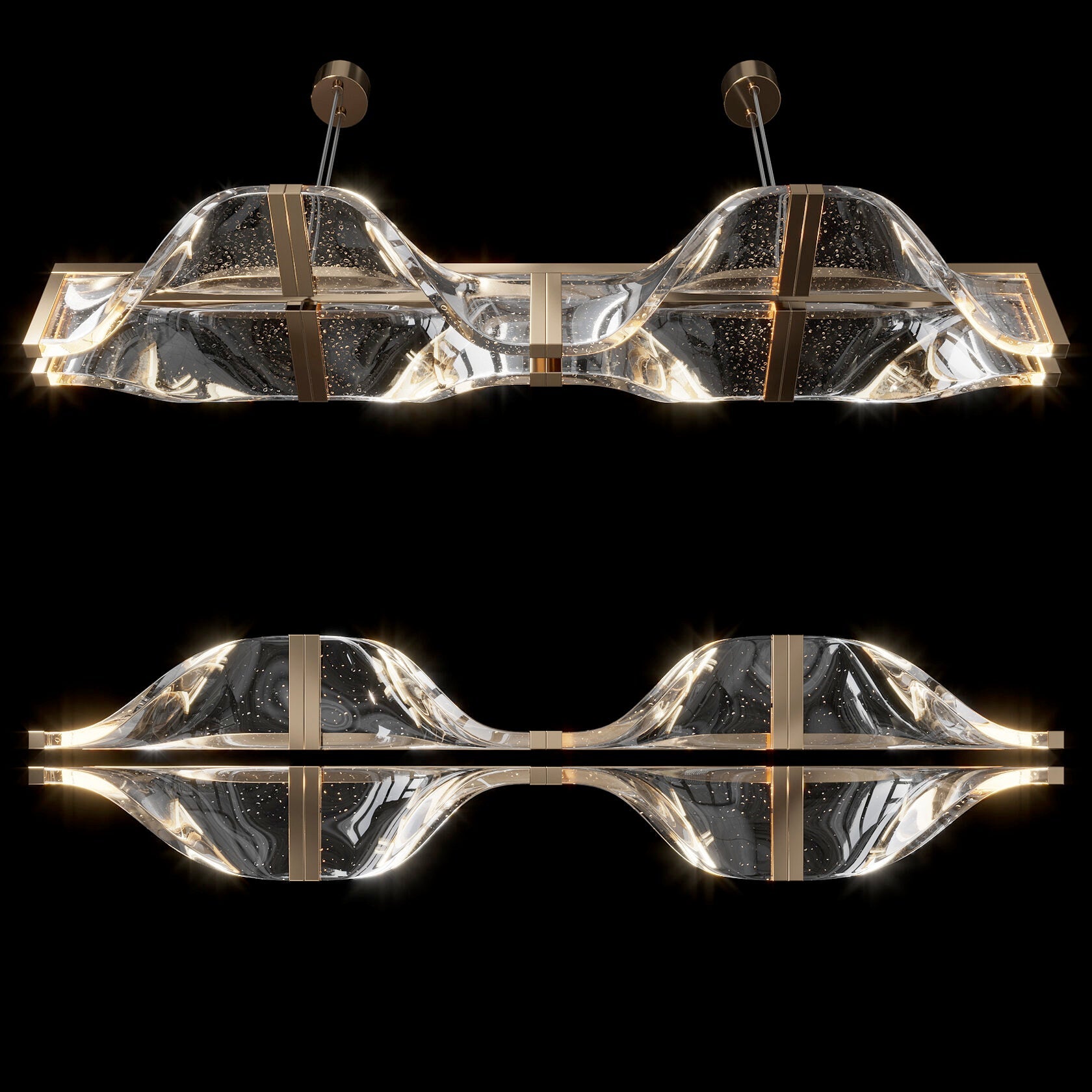Crystal Wave Beam Chandelier