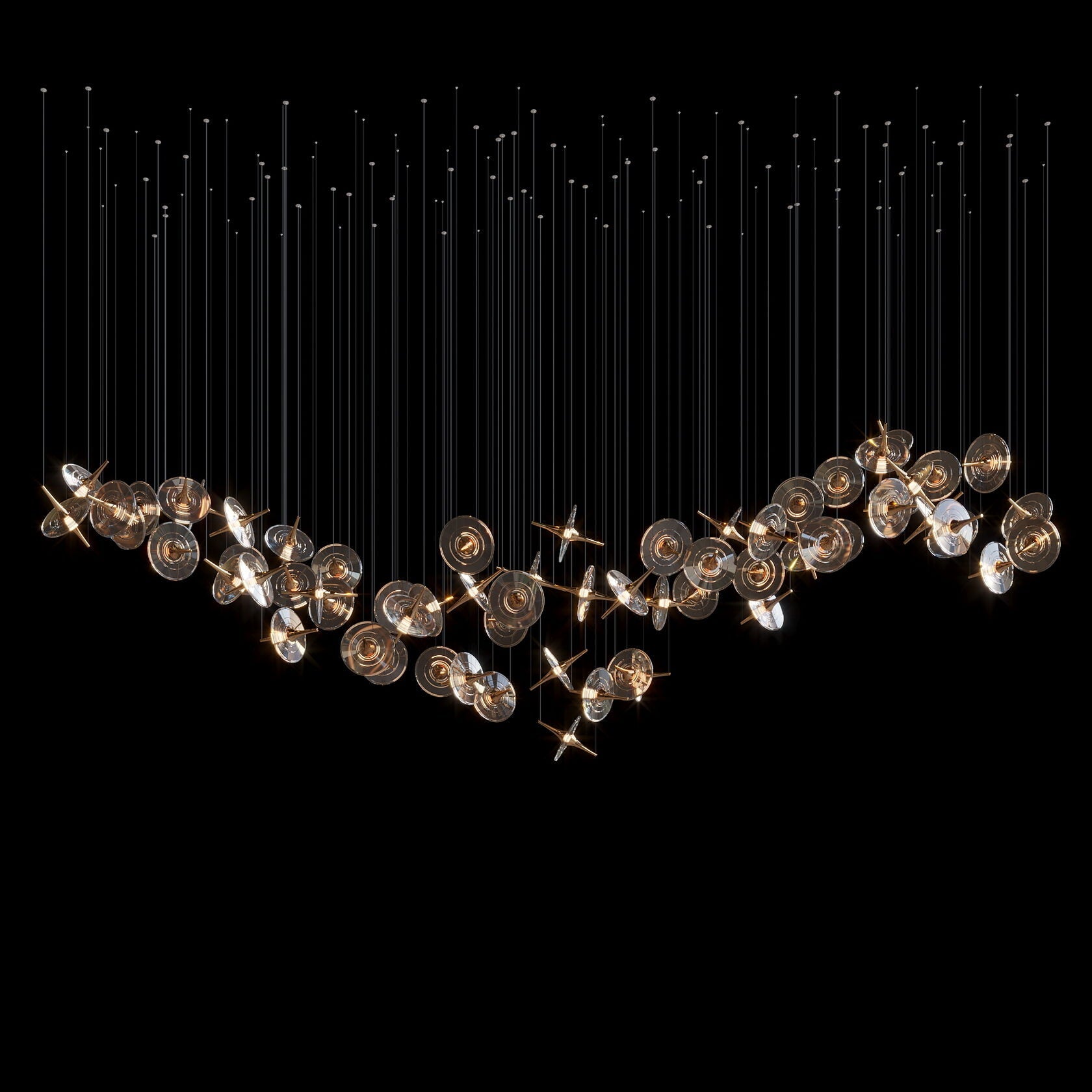 Smoke Disc Orbit Chandelier