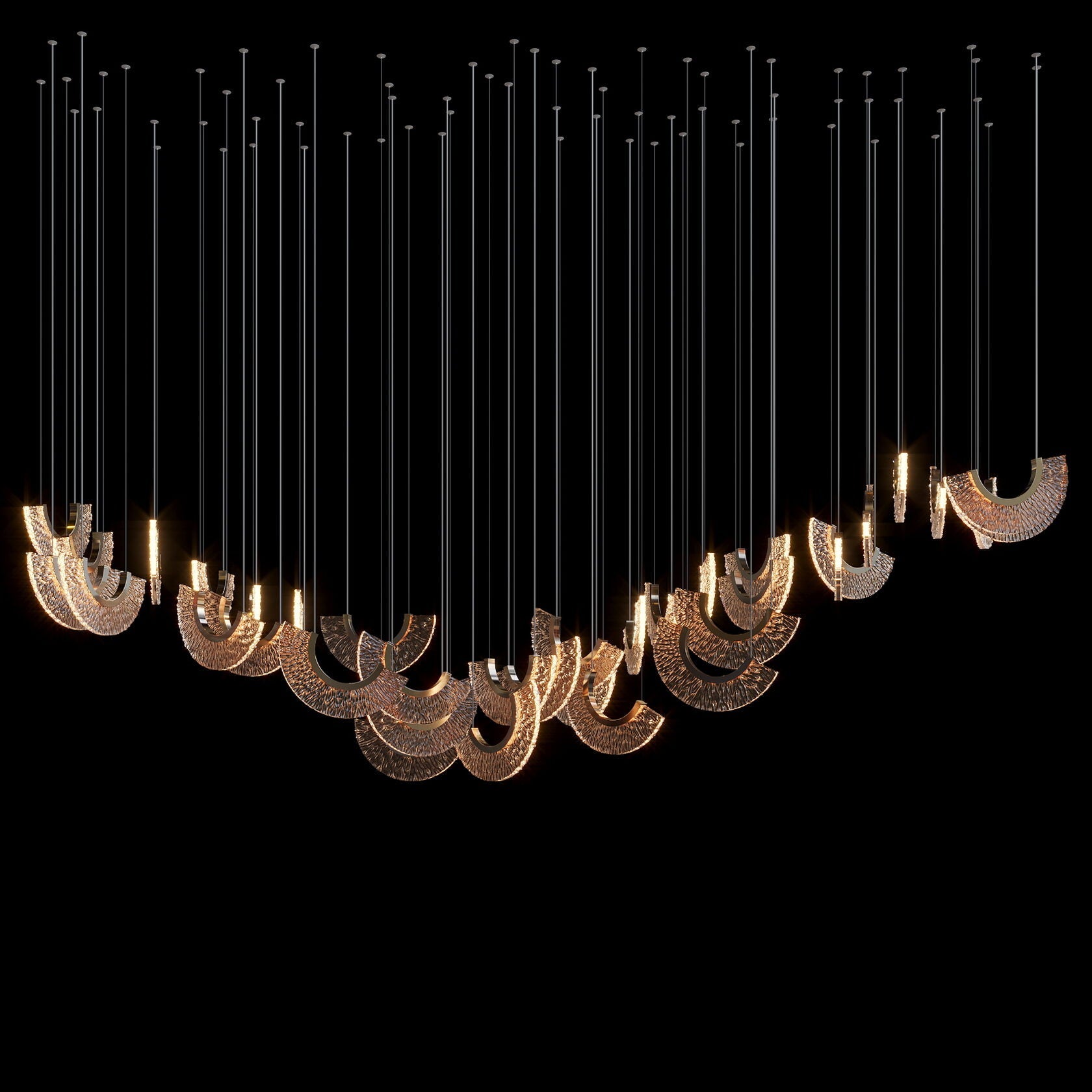 Crystal Fan Arc Chandelier