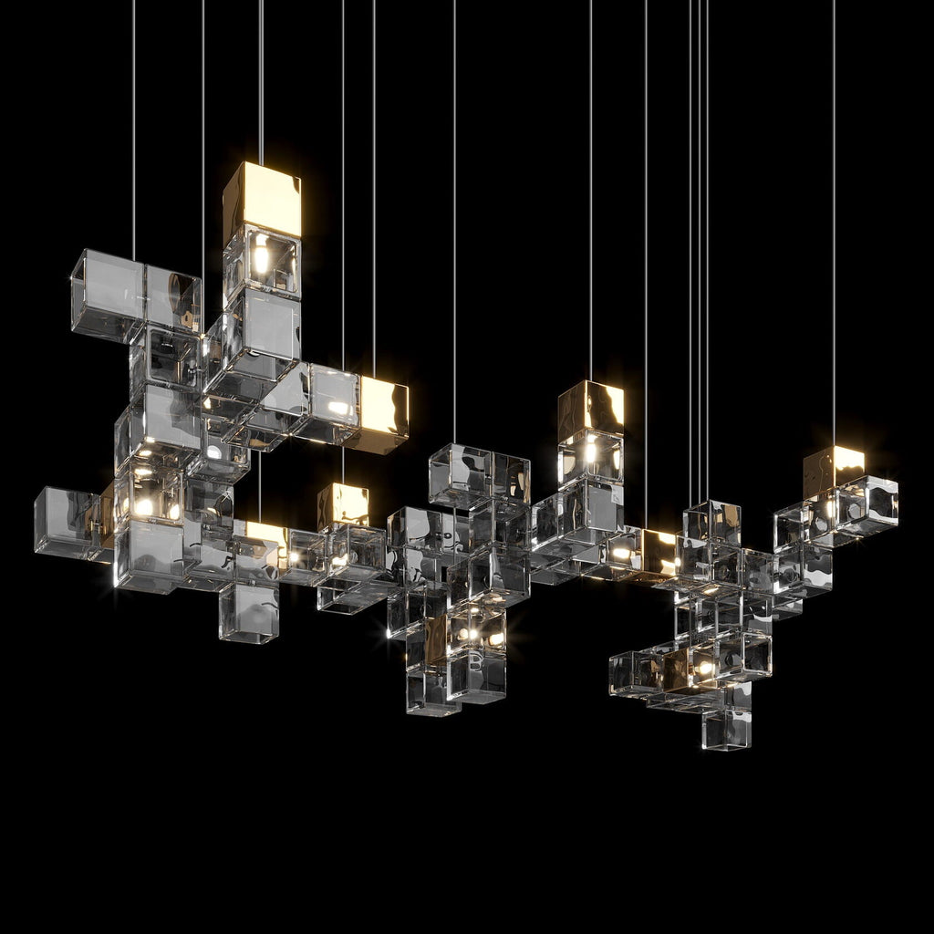 Smoke Cube Grid Chandelier
