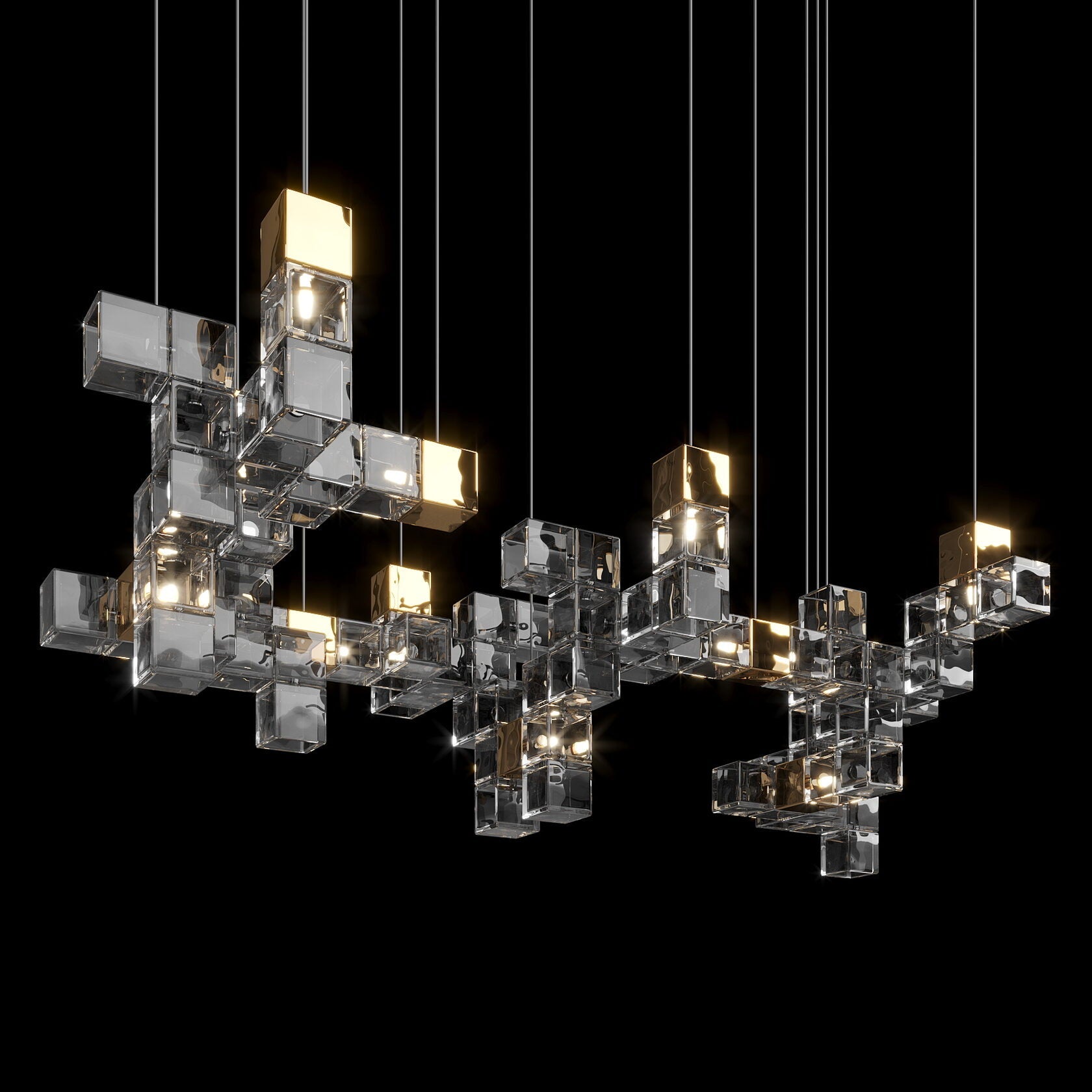 Smoke Cube Grid Chandelier
