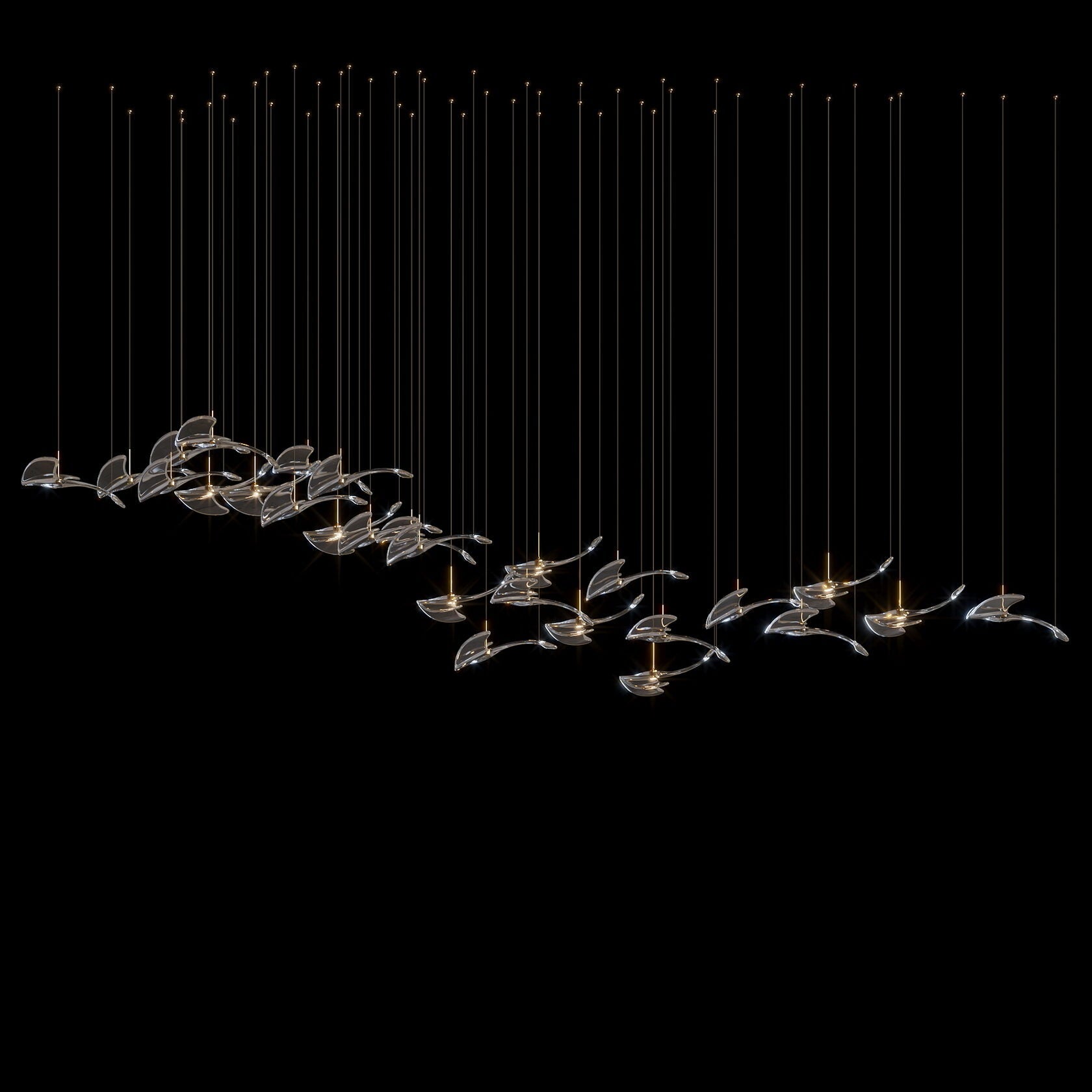 Glass Swallow Flight Chandelier