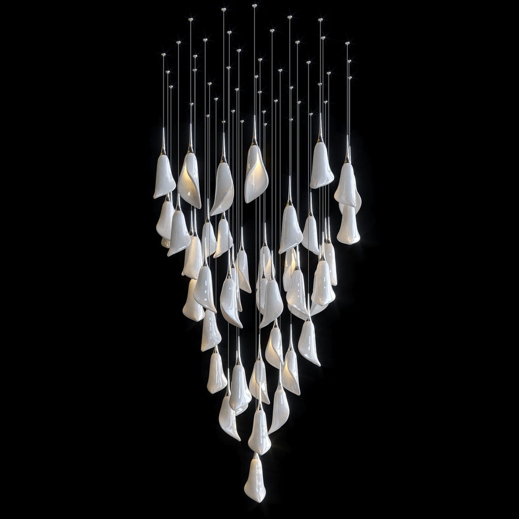 White Petal Drop Chandelier