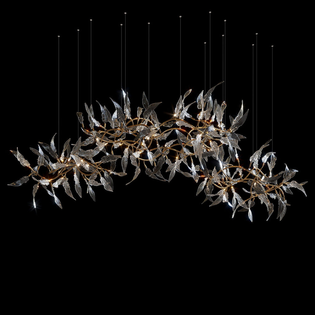 Pink Silver Leaf Vine Chandelier