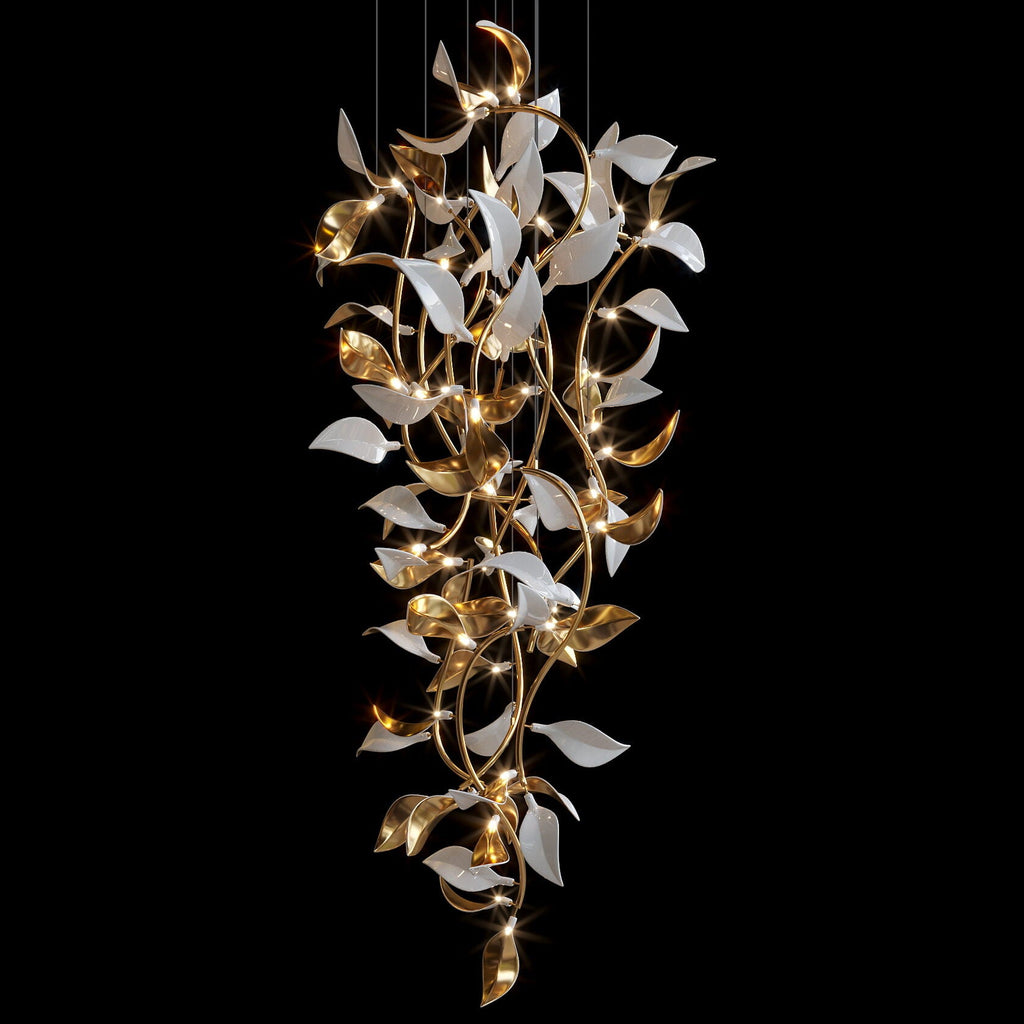 White Gold Leaf Vine Chandelier