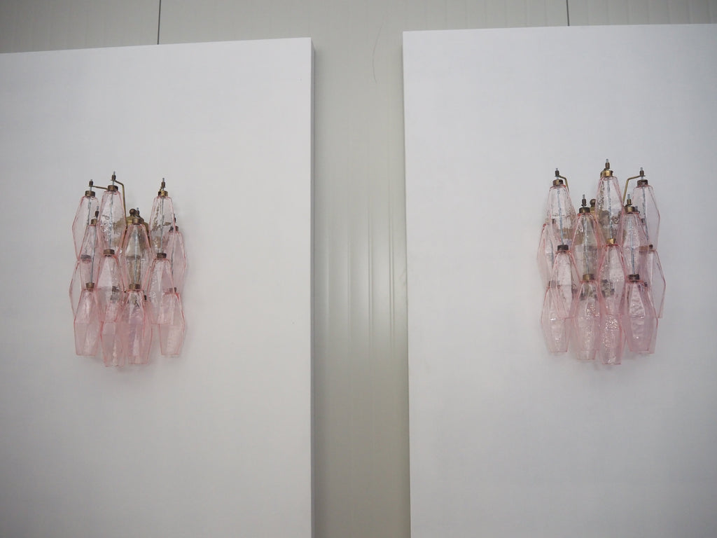 Murano Wall Lamp | 17 Pink Poliedri Glass | Set of 2