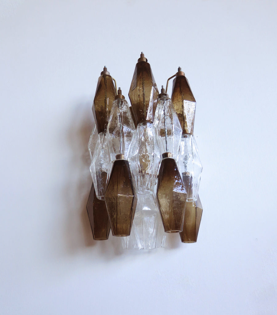 Murano Wall Lamp | 17 Clear and Smoked Poliedri Glass | Set of 2