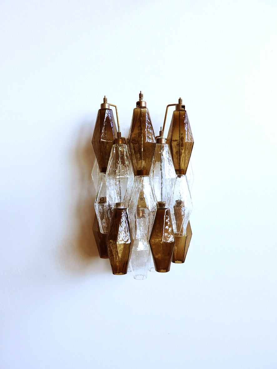 Murano Wall Lamp | 17 Clear and Smoked Poliedri Glass | Set of 2