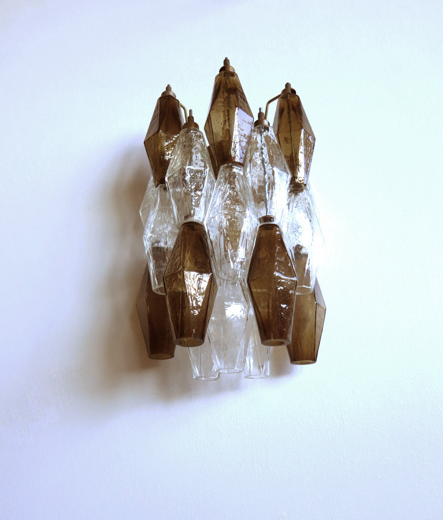 Murano Wall Lamp | 17 Clear and Smoked Poliedri Glass | Set of 2