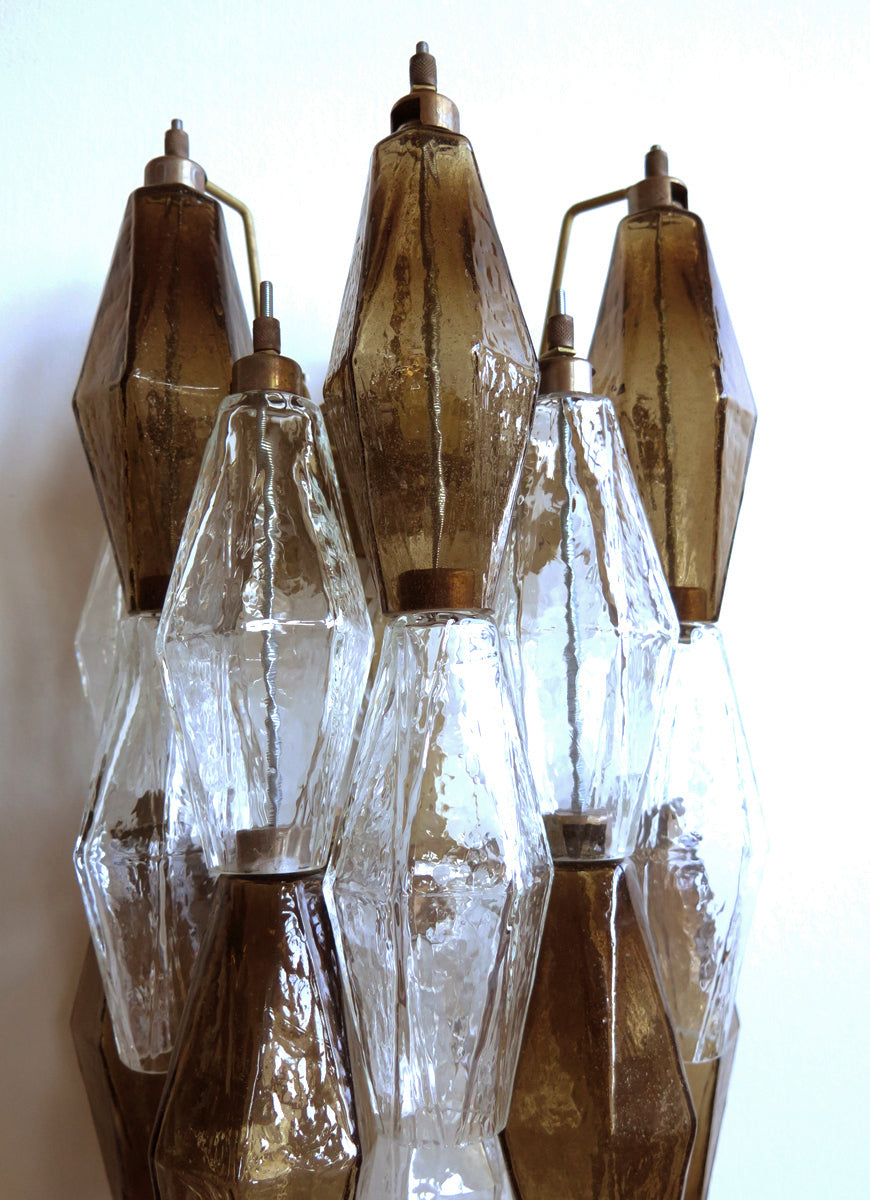Murano Wall Lamp | 17 Clear and Smoked Poliedri Glass | Set of 2