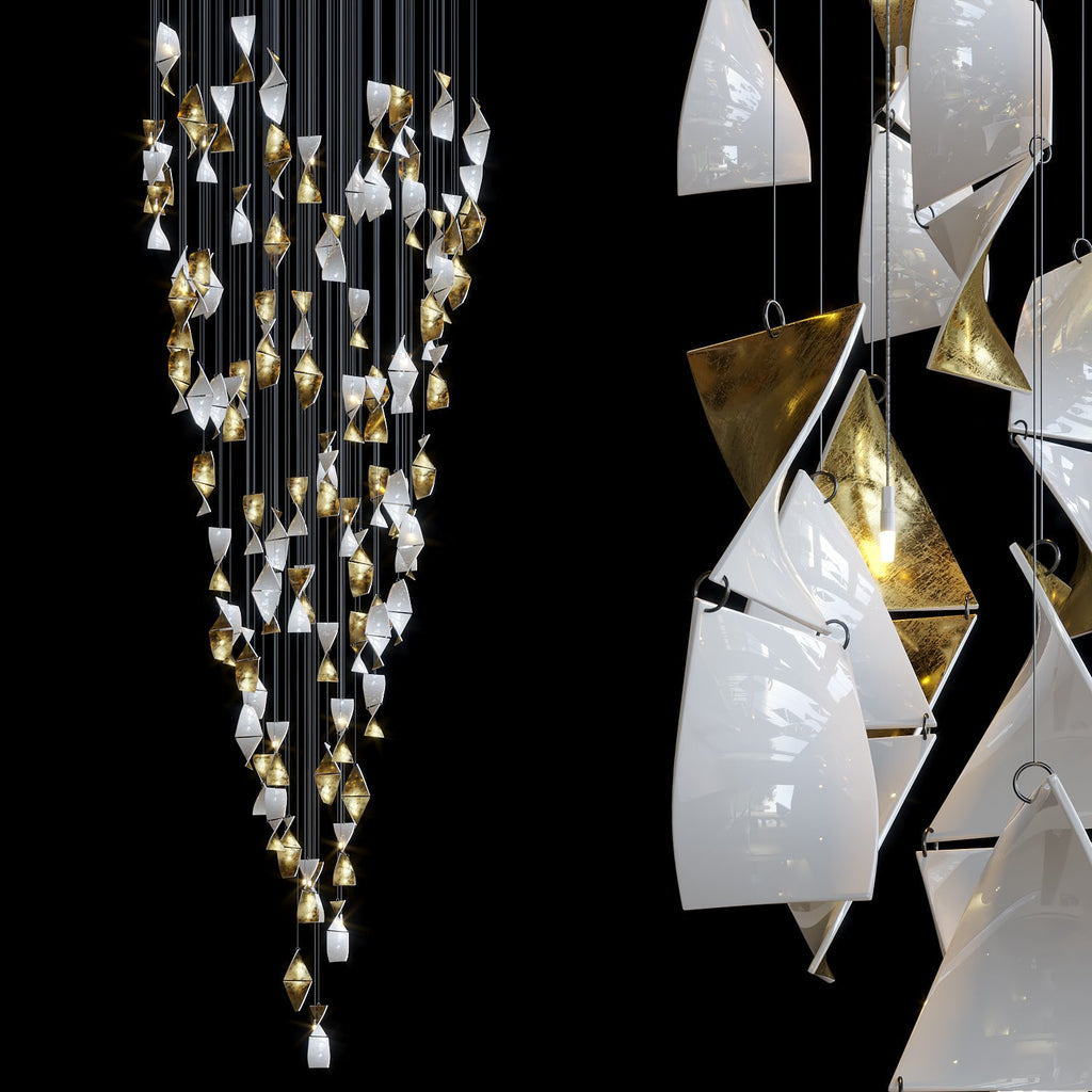 White Gold Diamond Cascade Chandelier