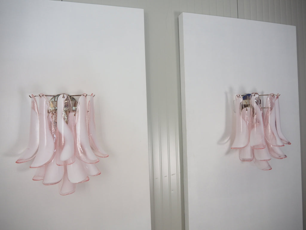 Murano Wall Lamp | 10 Pink Petal Glass | Set of 2