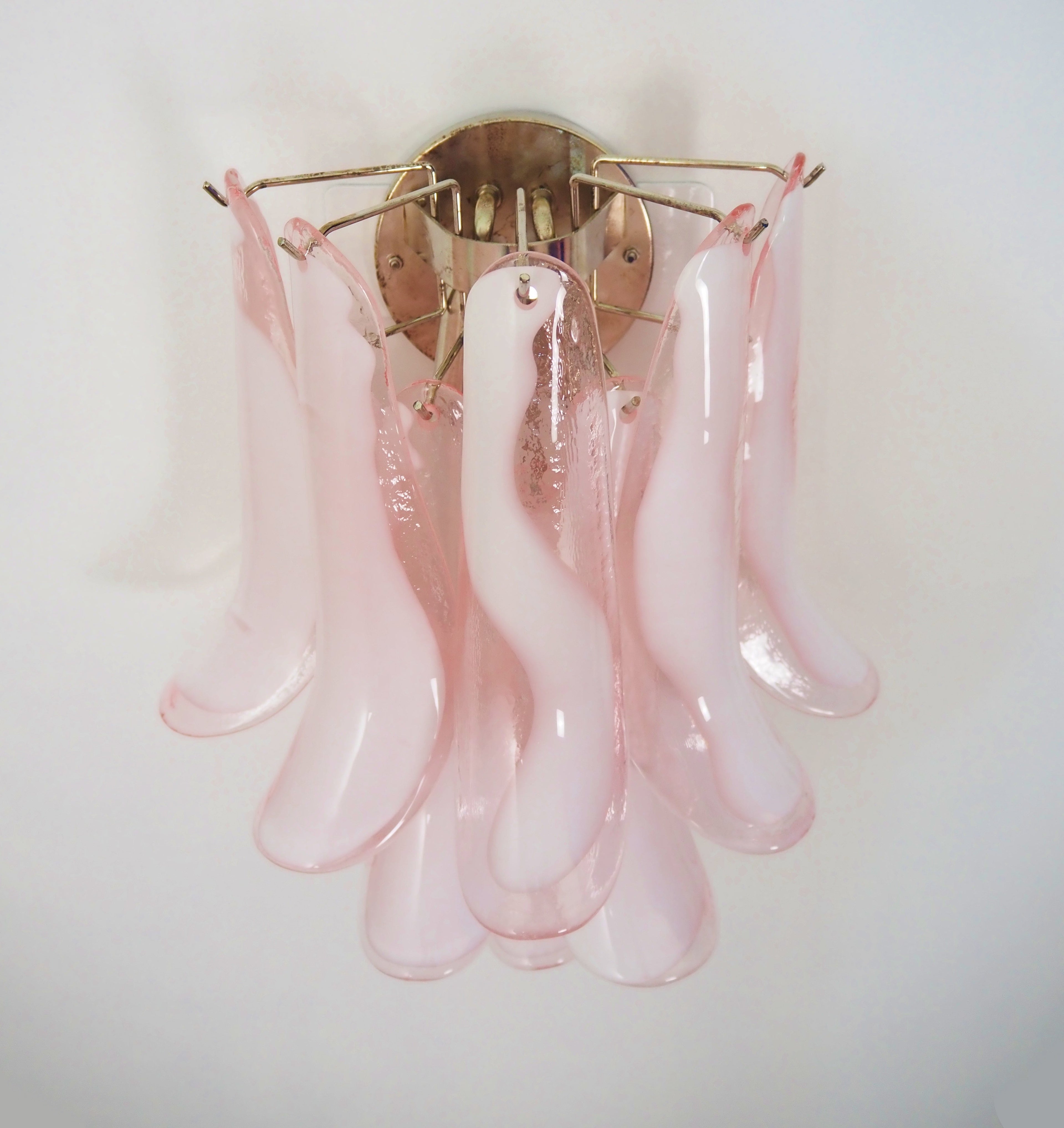 Murano Wall Lamp | 10 Pink Petal Glass | Set of 2