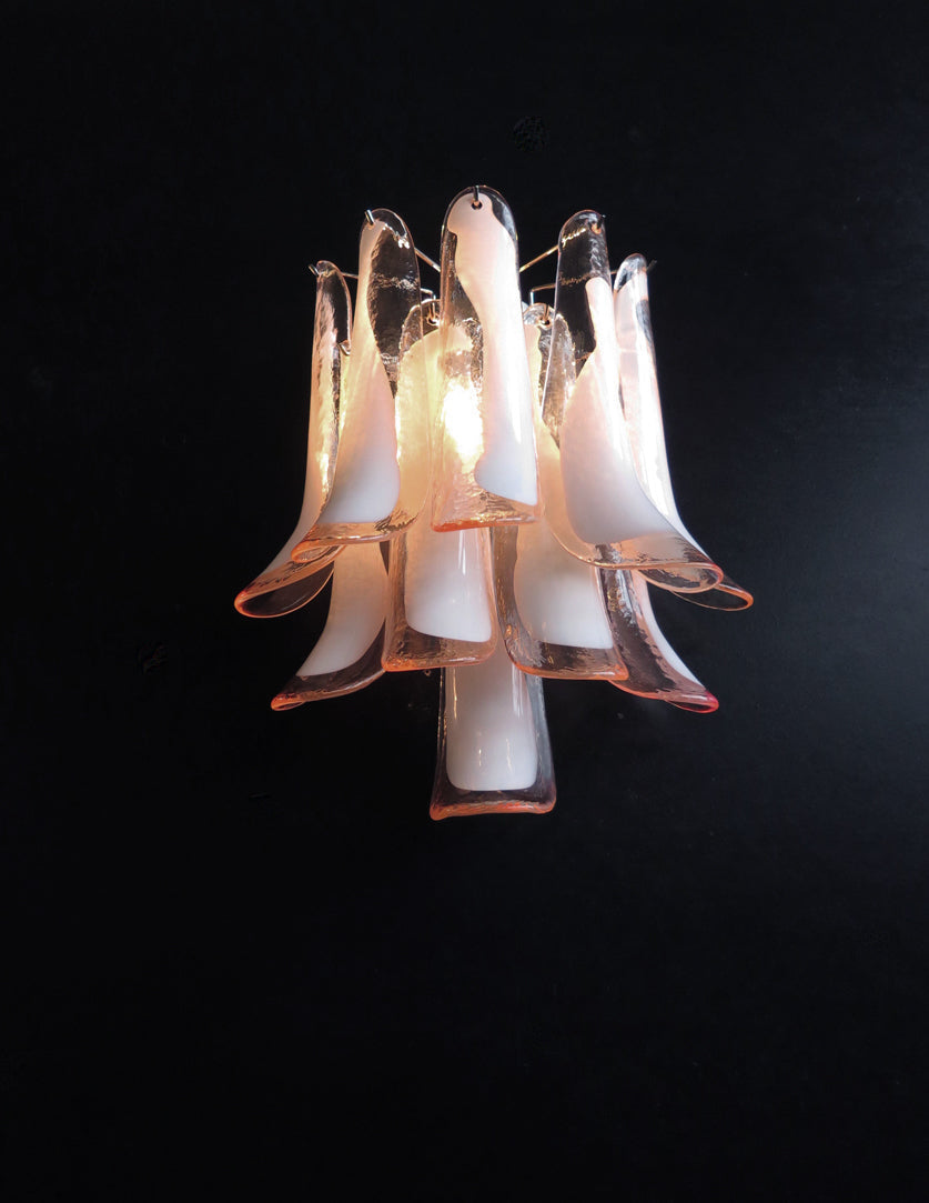 Murano Wall Lamp | 10 Pink Petal Glass | Set of 2