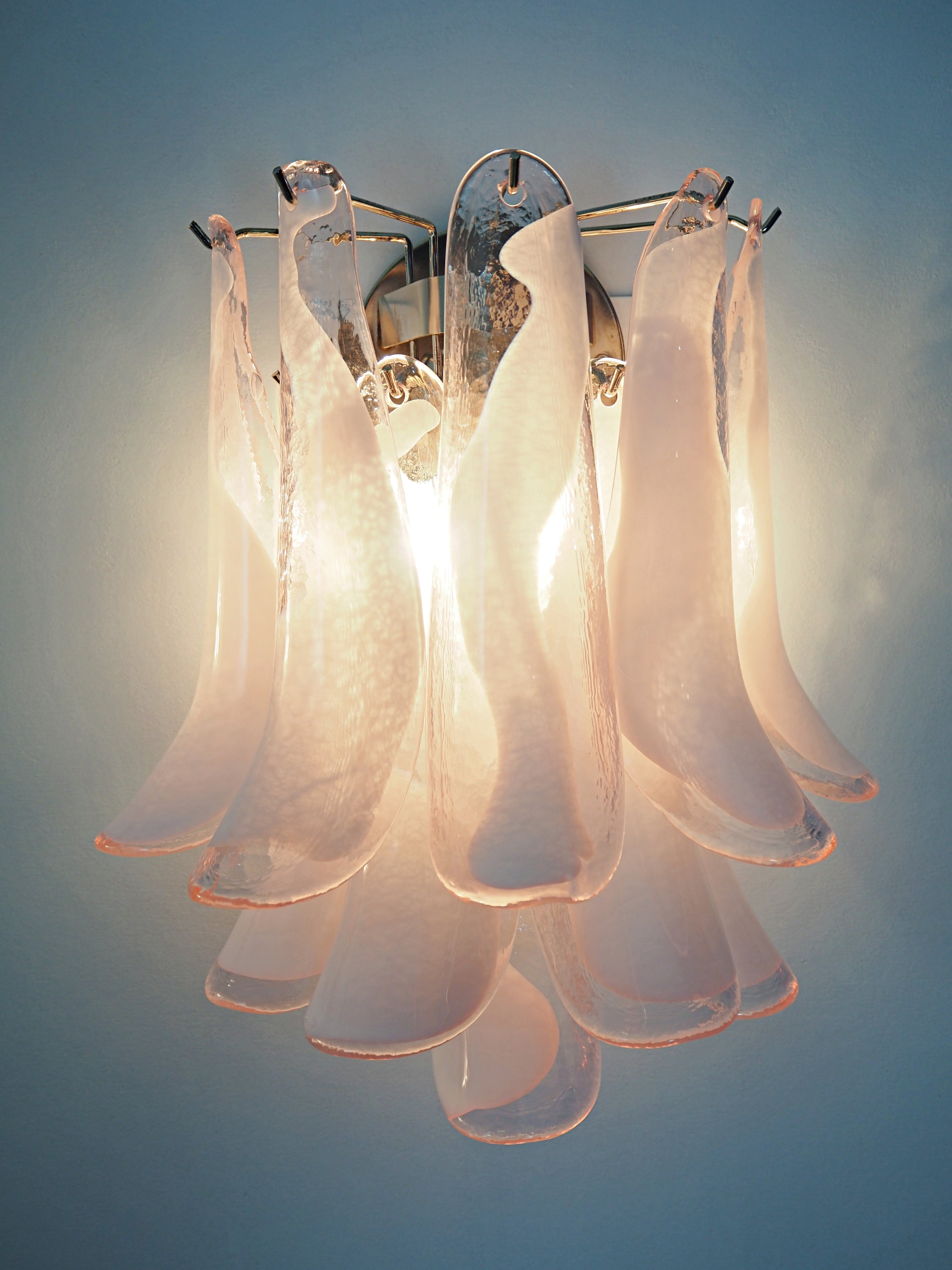 Murano Wall Lamp | 10 Pink Petal Glass | Set of 2