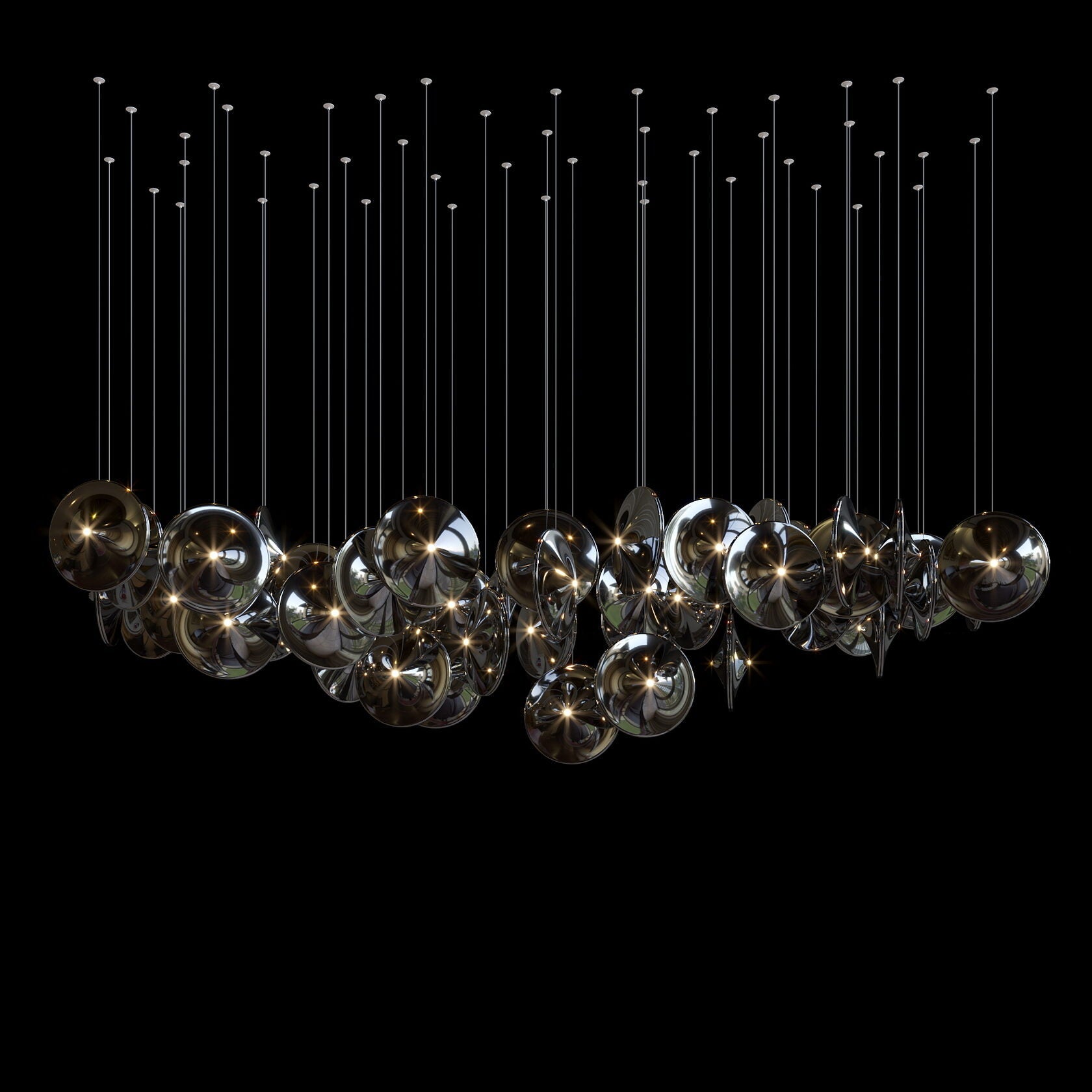 Smoke Glass Disc Cluster Chandelier