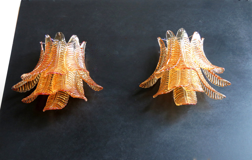 Murano Wall Lamp | 10 Yellow Felci Glass | Set of 2