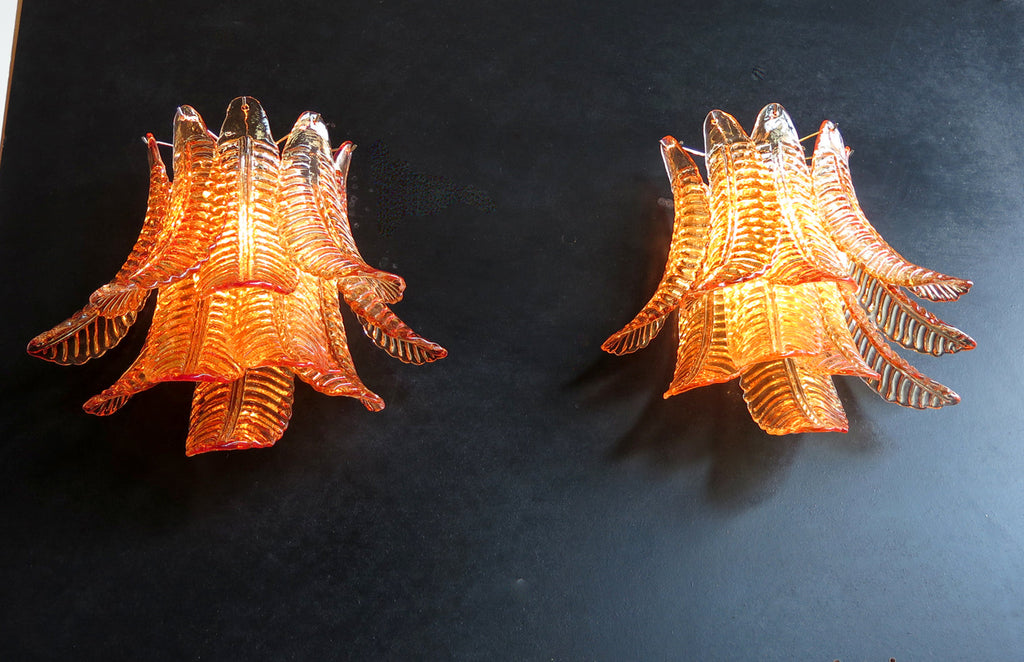 Murano Wall Lamp | 10 Yellow Felci Glass | Set of 2