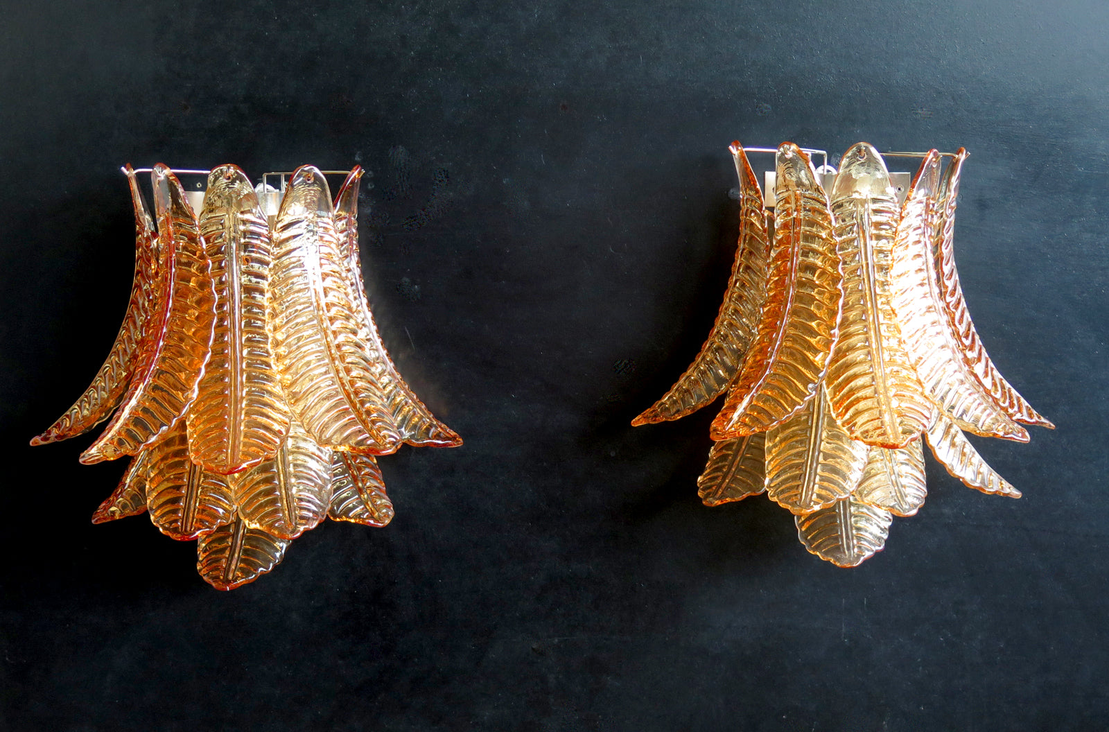 Murano Wall Lamp | 10 Yellow Felci Glass | Set of 2