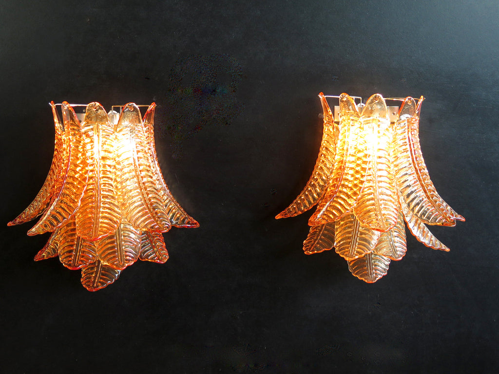 Murano Wall Lamp | 10 Yellow Felci Glass | Set of 2