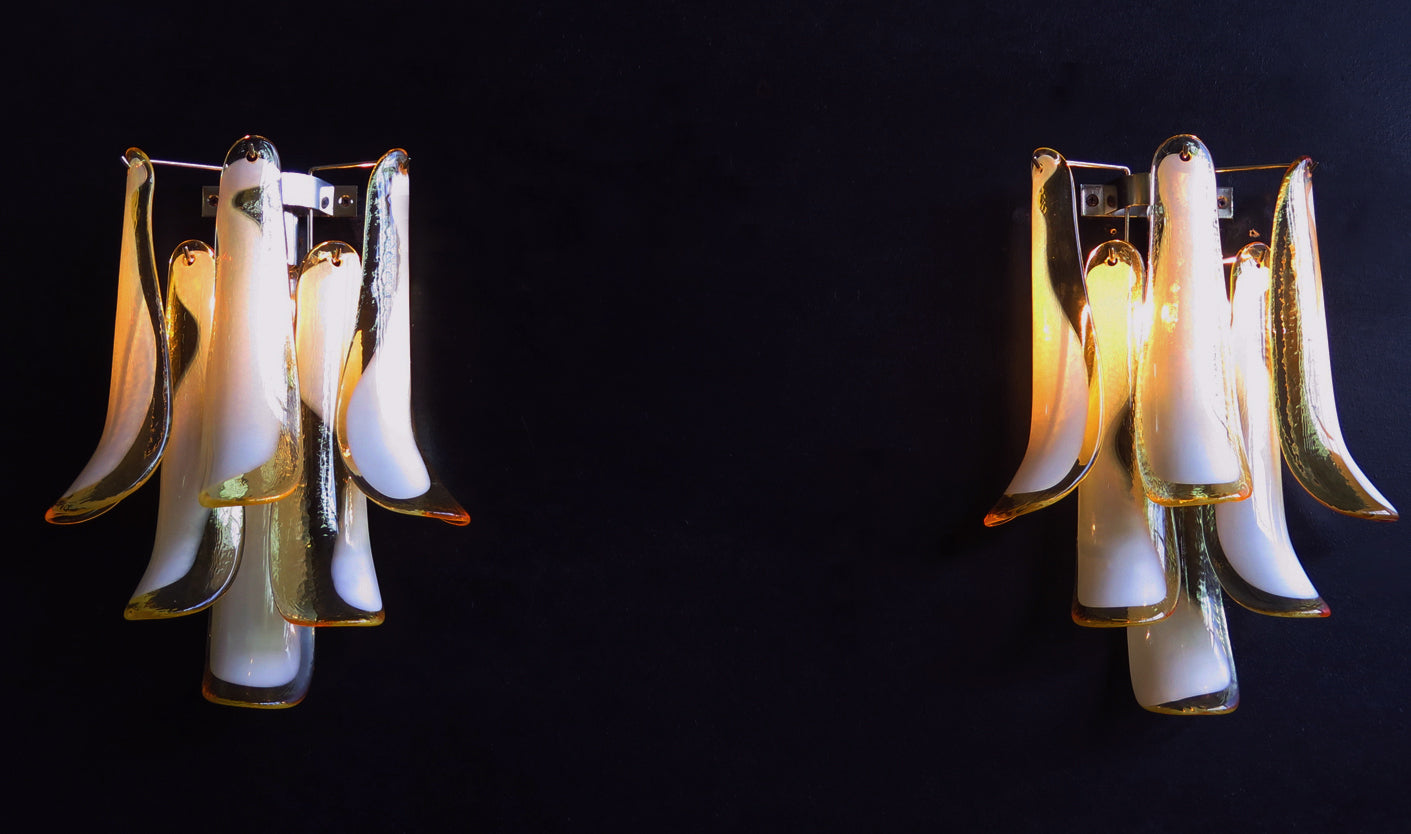 Murano Wall Lamp | 6 Caramel Petal Glass | Set of 2