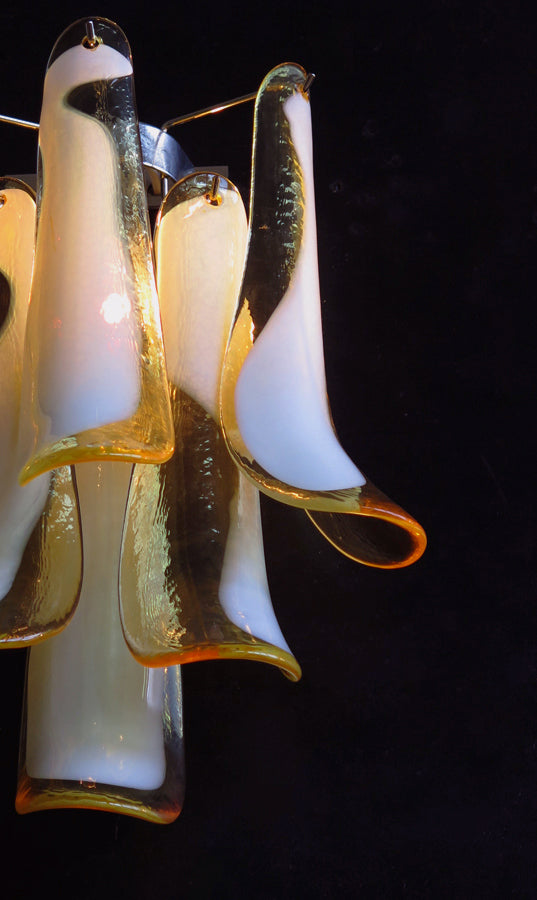 Murano Wall Lamp | 6 Caramel Petal Glass | Set of 2