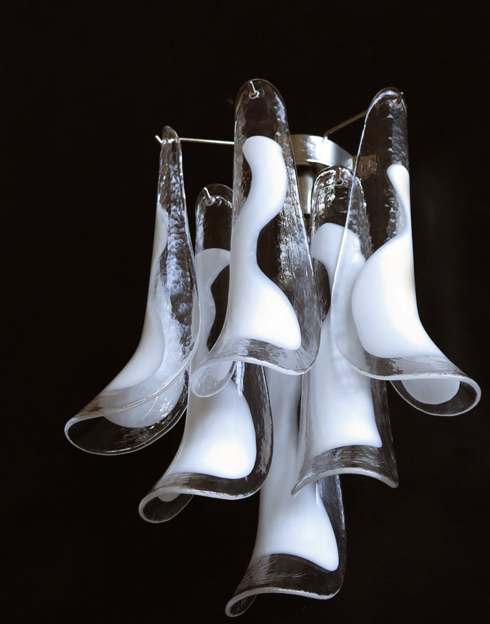 Murano Wall Lamp | 6 White Petal Glass | Set of 2