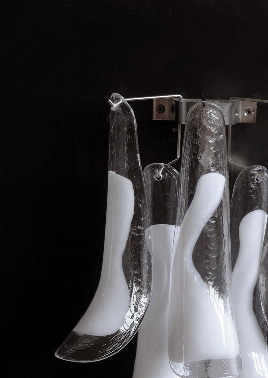 Murano Wall Lamp | 6 White Petal Glass | Set of 2