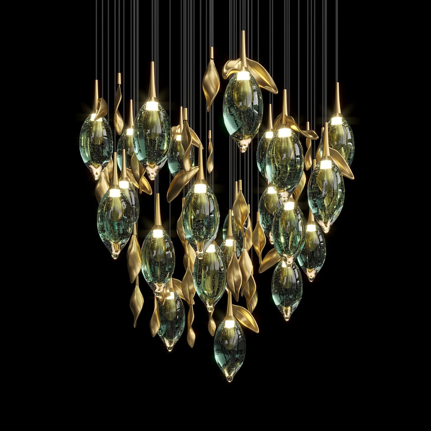 Aqua Seed Pod Chandelier