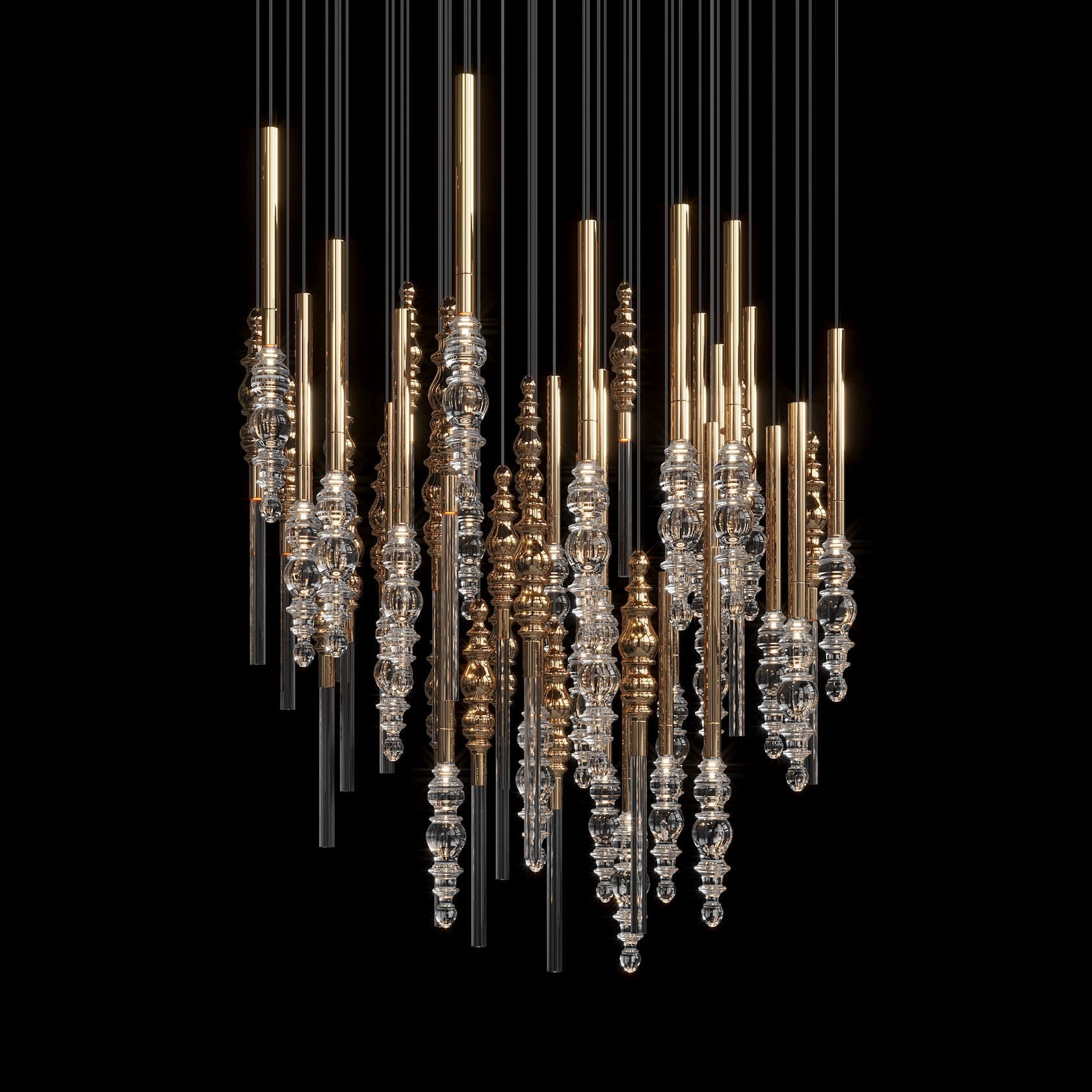 Crystal Totem Cascade Chandelier