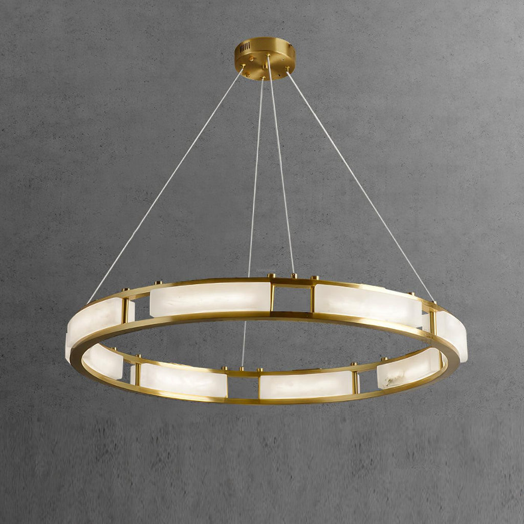 Qatar Alabaster Round Chandelier by Bling Lighting Studio