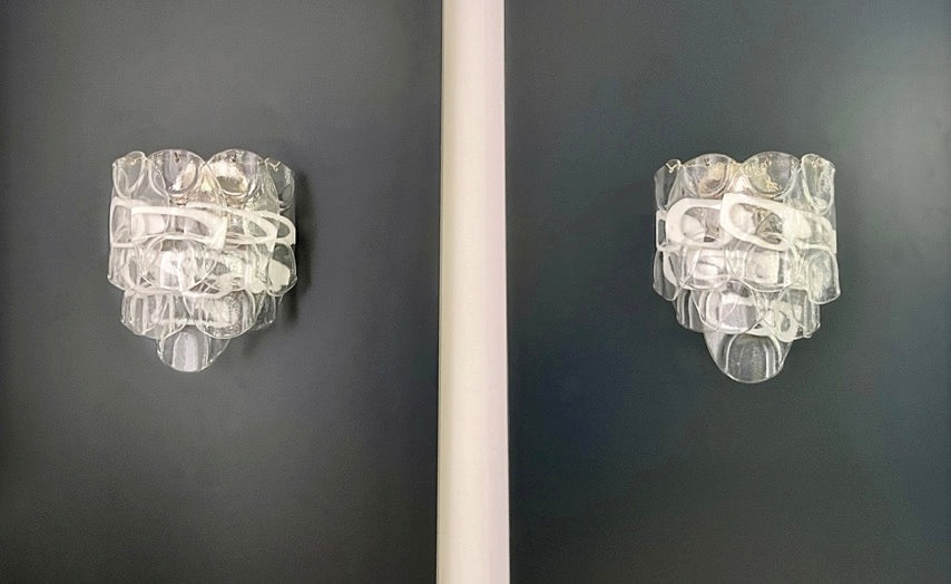 Murano Wall Lamp | 10 White Crostoli Glasses | Set of 2