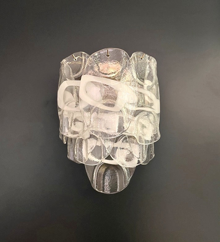 Murano Wall Lamp | 10 White Crostoli Glasses | Set of 2