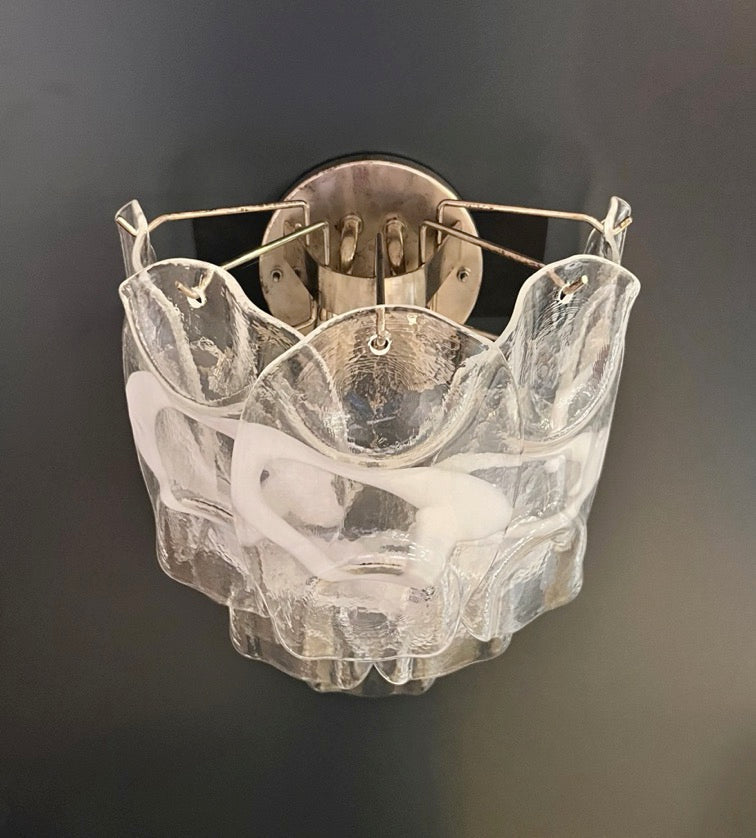 Murano Wall Lamp | 10 White Crostoli Glasses | Set of 2