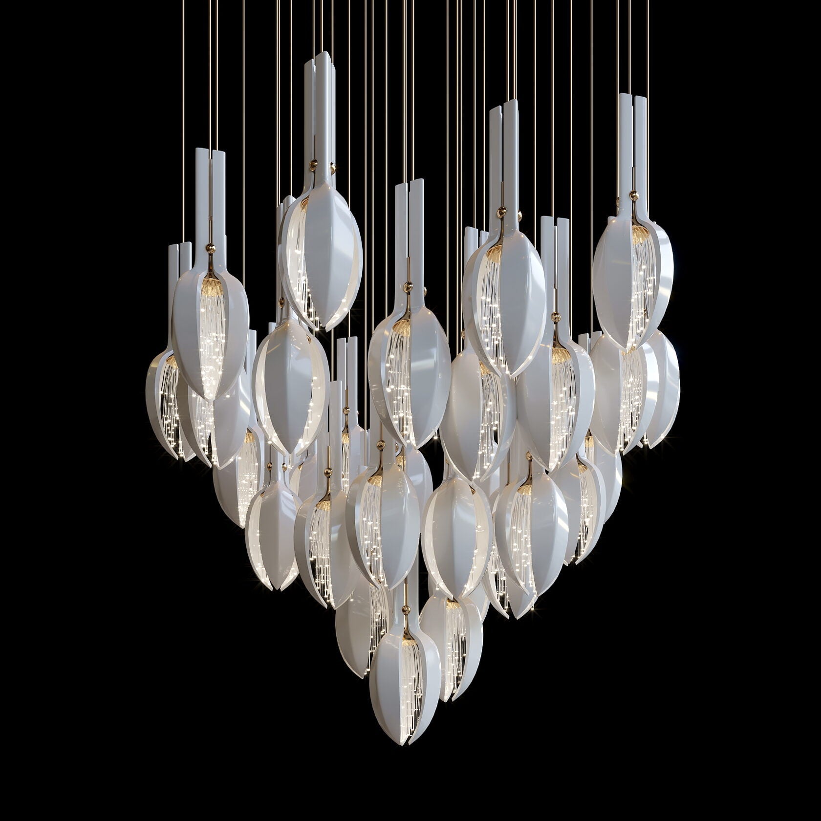 White Seed Pod Garland Chandelier