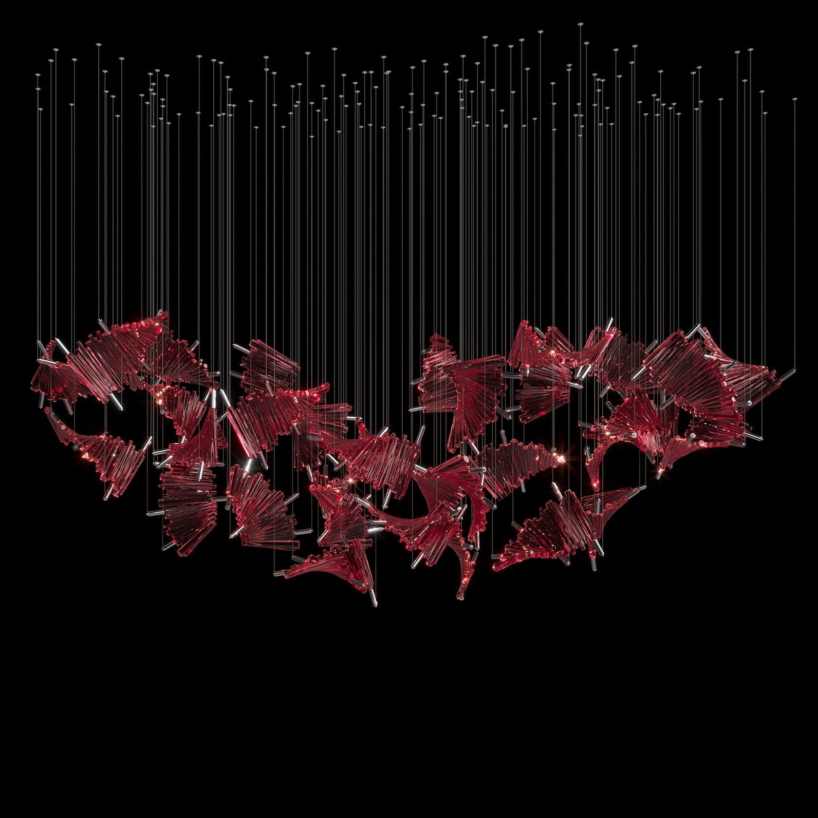 Crimson Fan Wave Chandelier