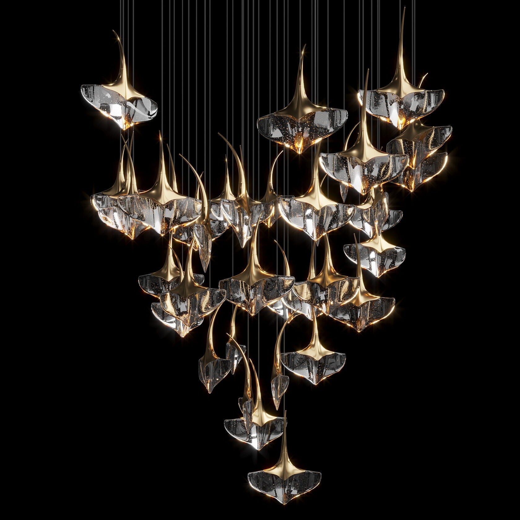Clear Manta Cluster Chandelier
