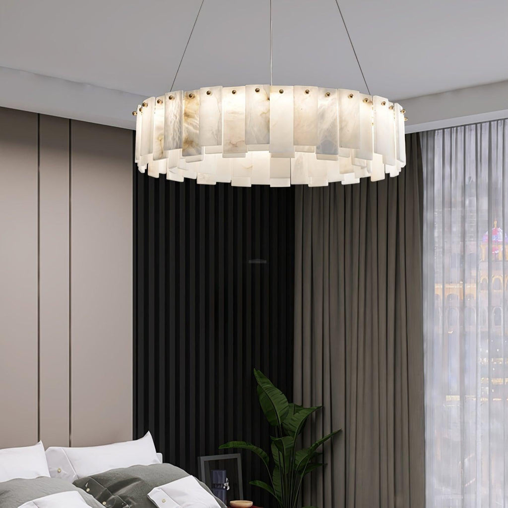 Halos Alabaster Round/Square Chandelier by Bling Lighting Studio