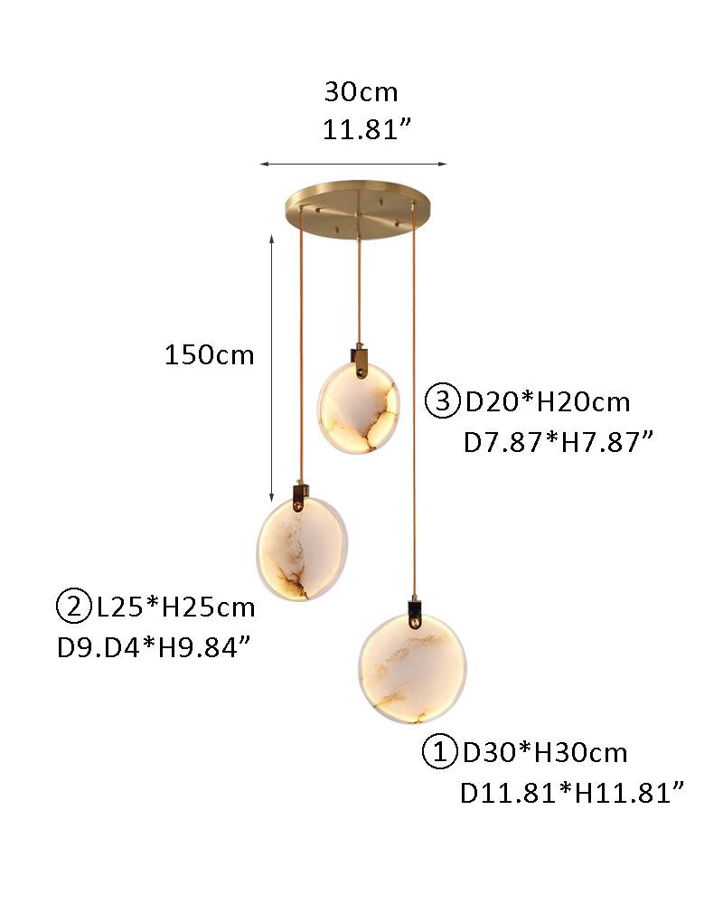 Postmodern LED Spanish Marble Chandelier Lamp in Brass for staircase by Bling Lighting Studio