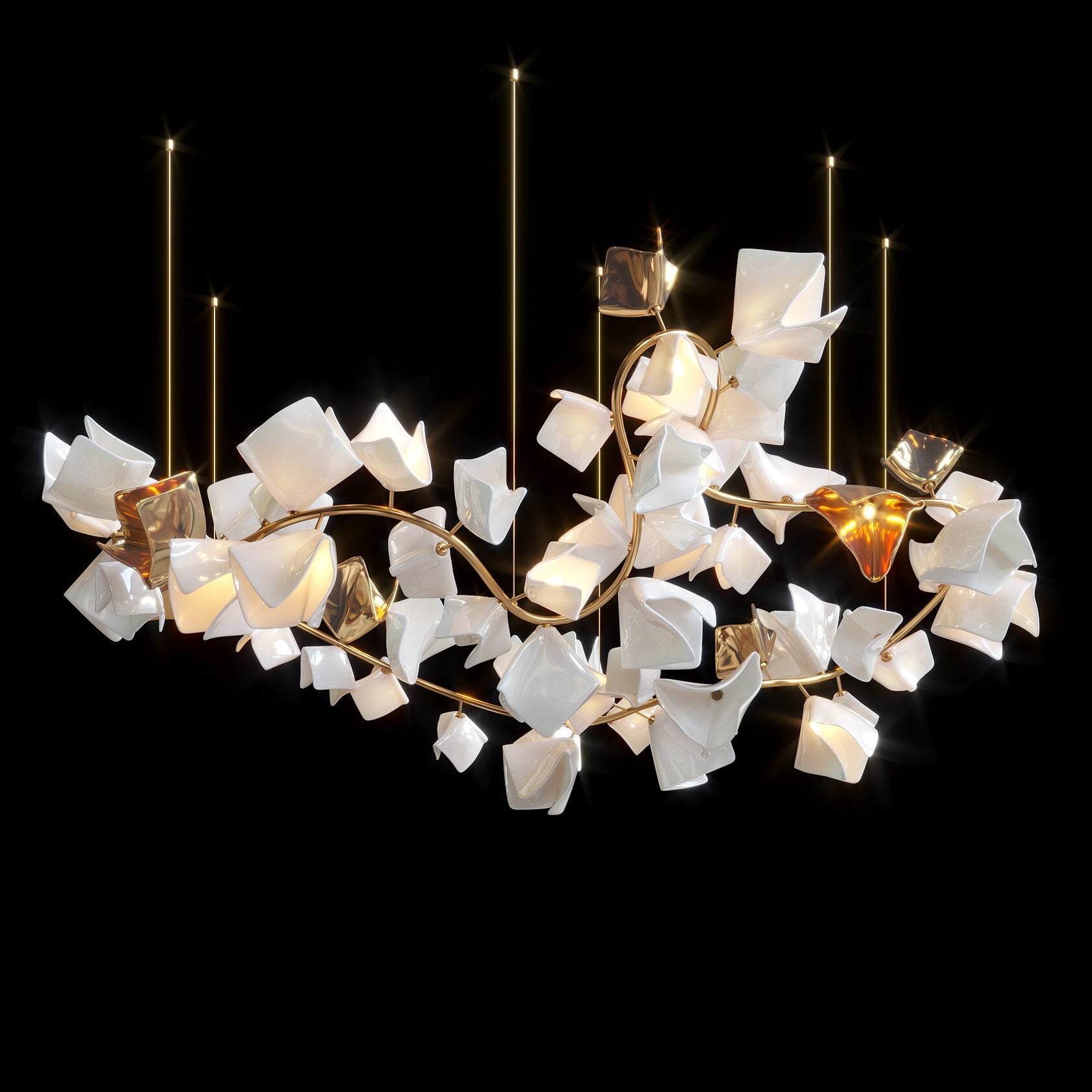 White Petal Cluster Chandelier